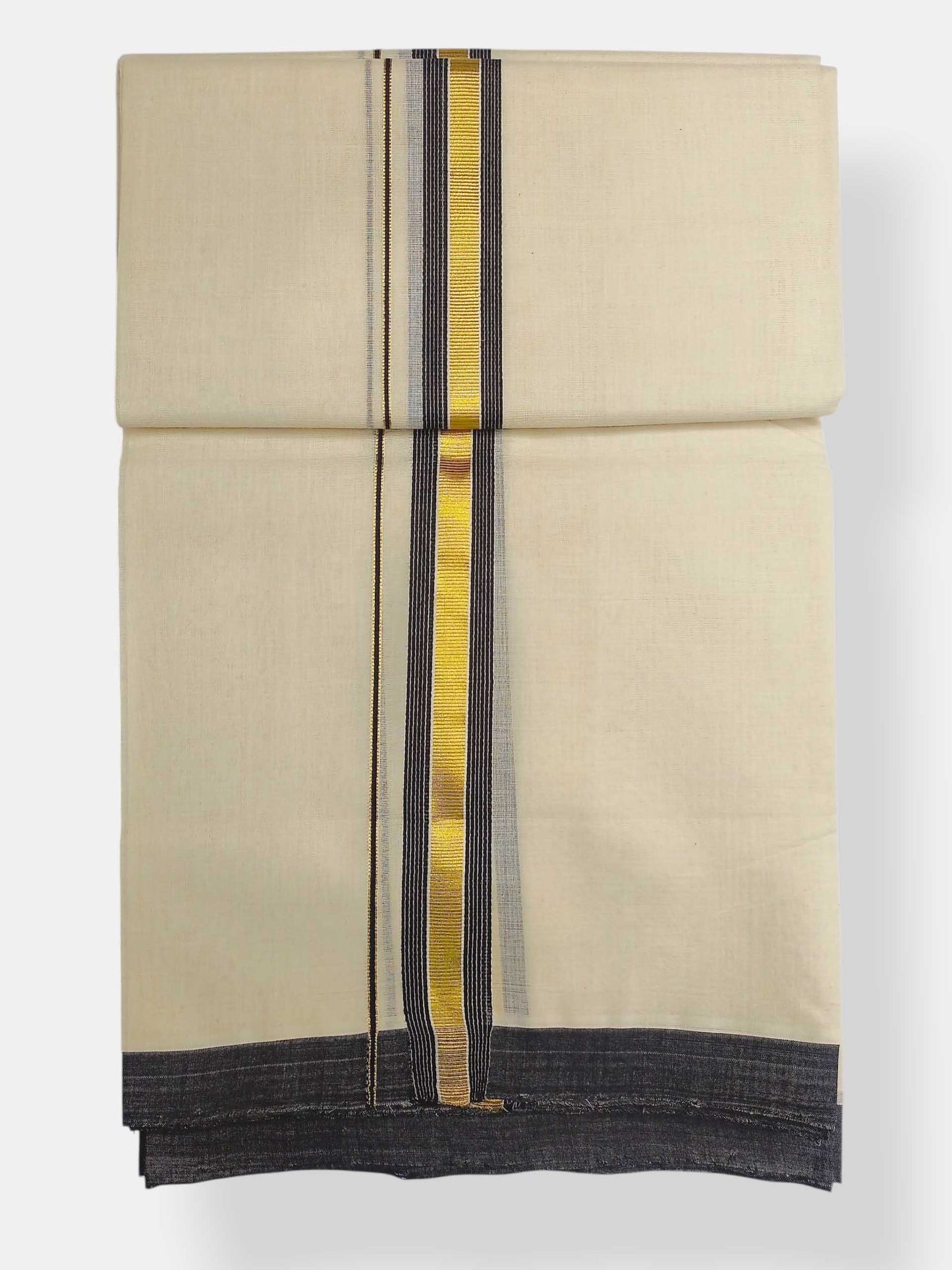 Balaramapuram Handloom Double Mundu Pure Cotton with Black Border