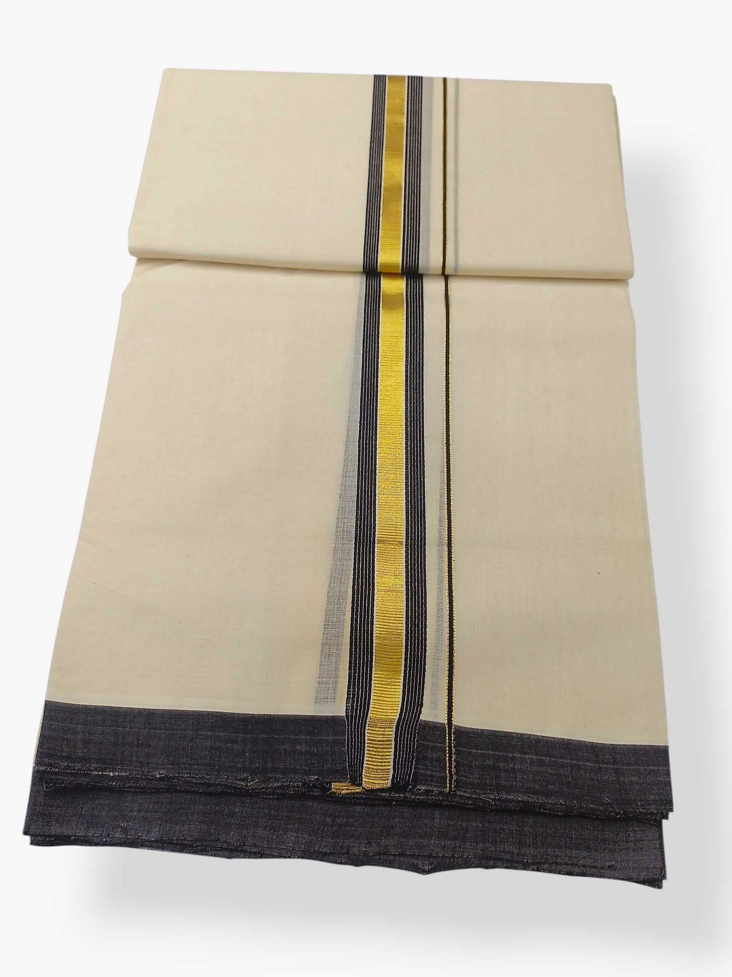 Balaramapuram Handloom Double Mundu Pure Cotton with Black Border