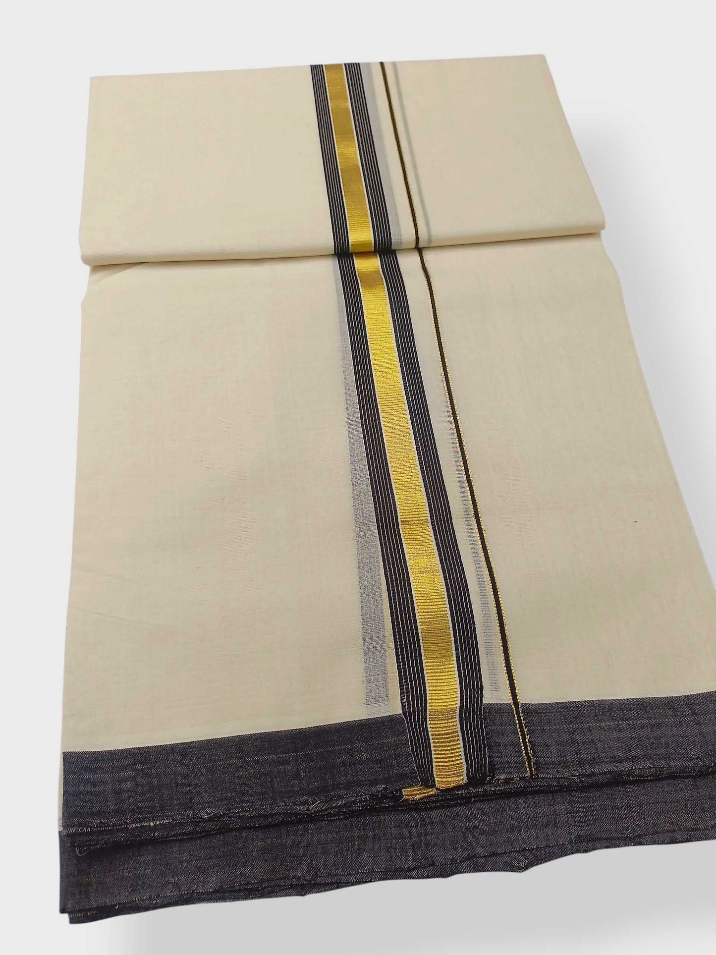 Balaramapuram Handloom Double Mundu Pure Cotton with Black Border