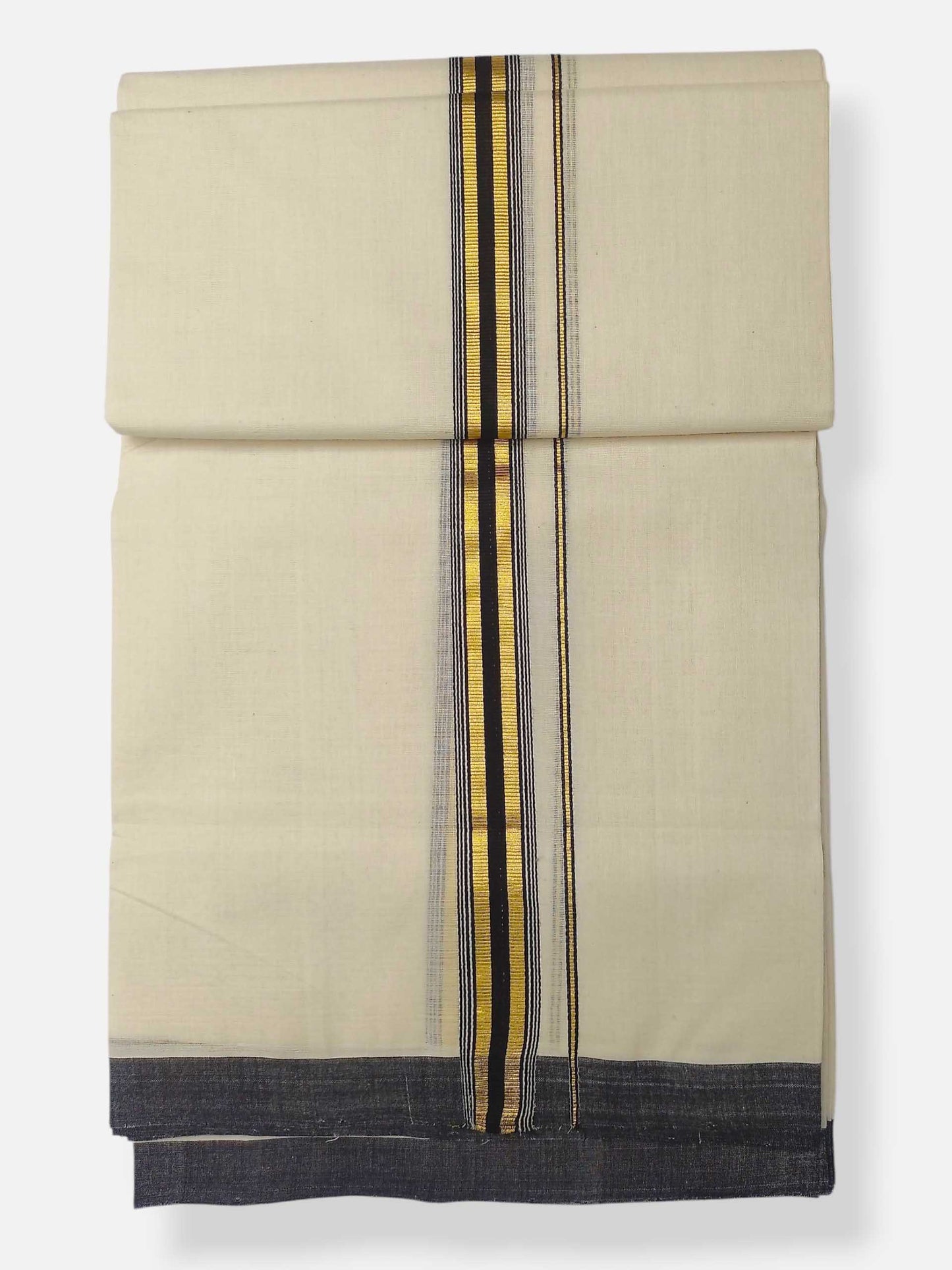 Balaramapuram Handloom Double Mundu Pure Cotton with Black Border