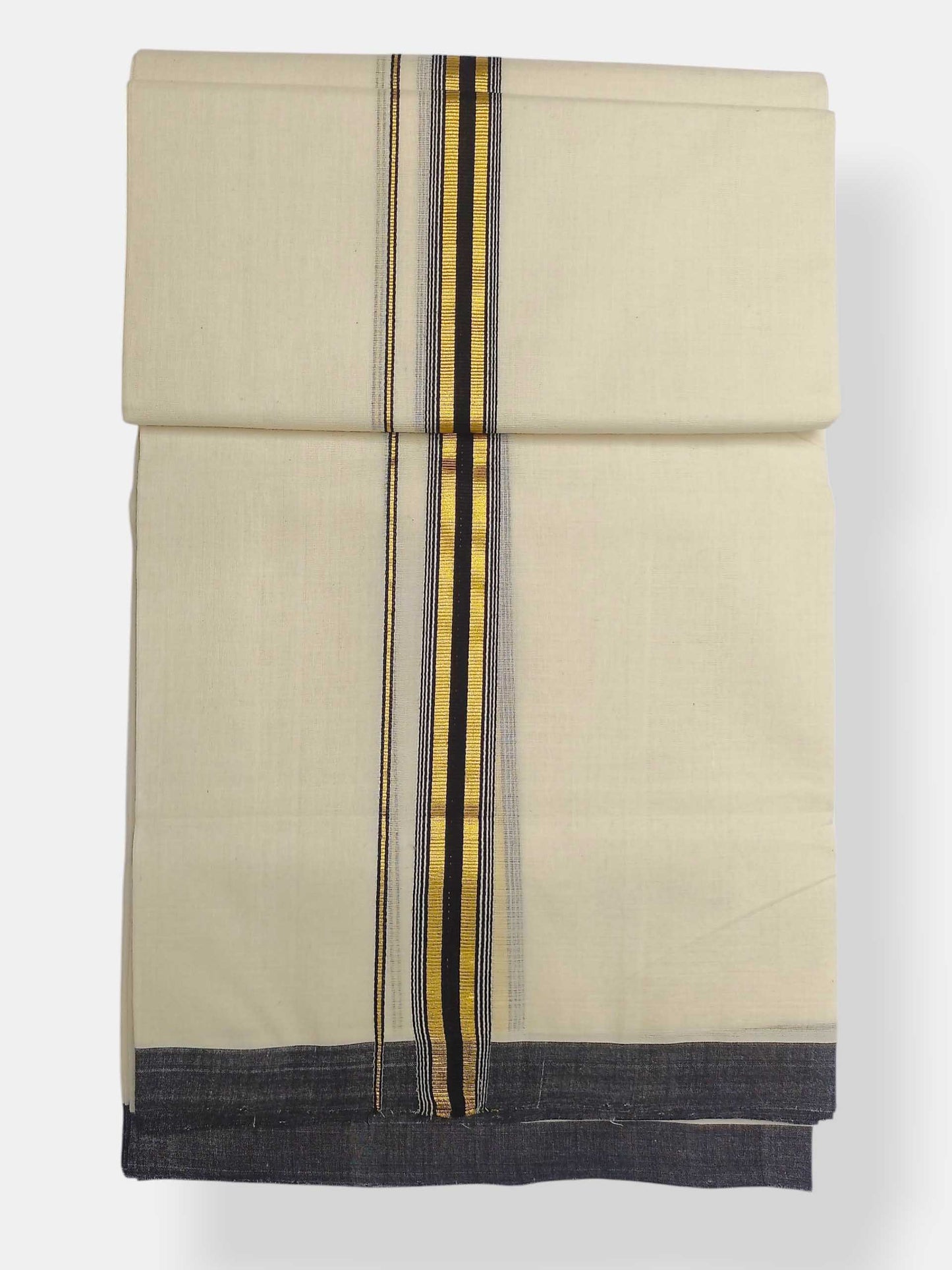 Balaramapuram Handloom Double Mundu Pure Cotton with Black Border