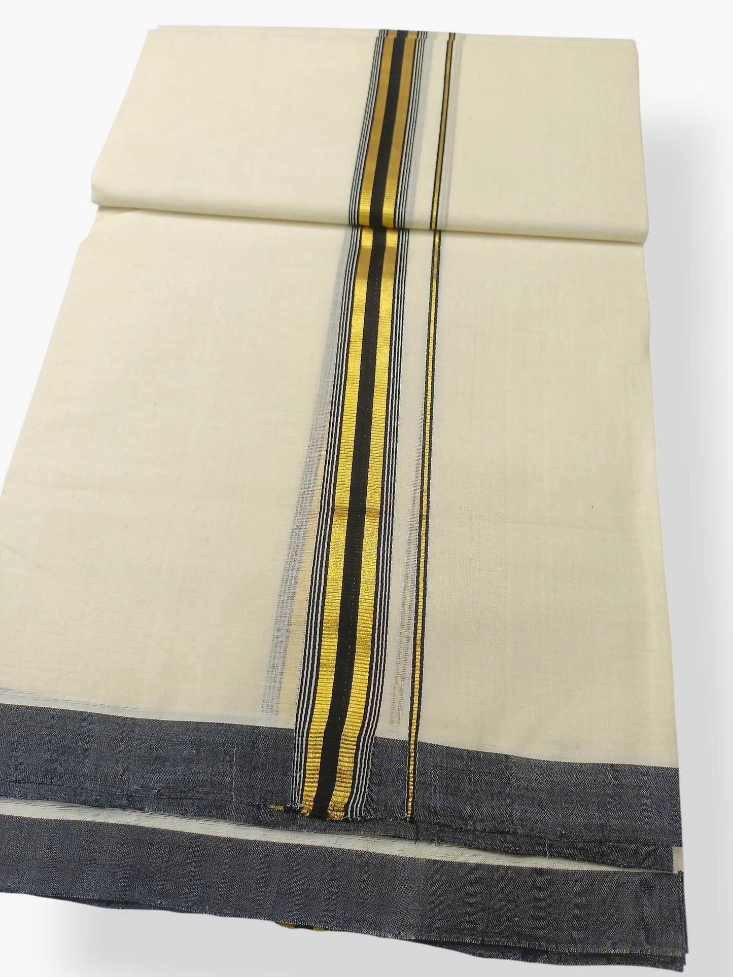 Balaramapuram Handloom Double Mundu Pure Cotton with Black Border