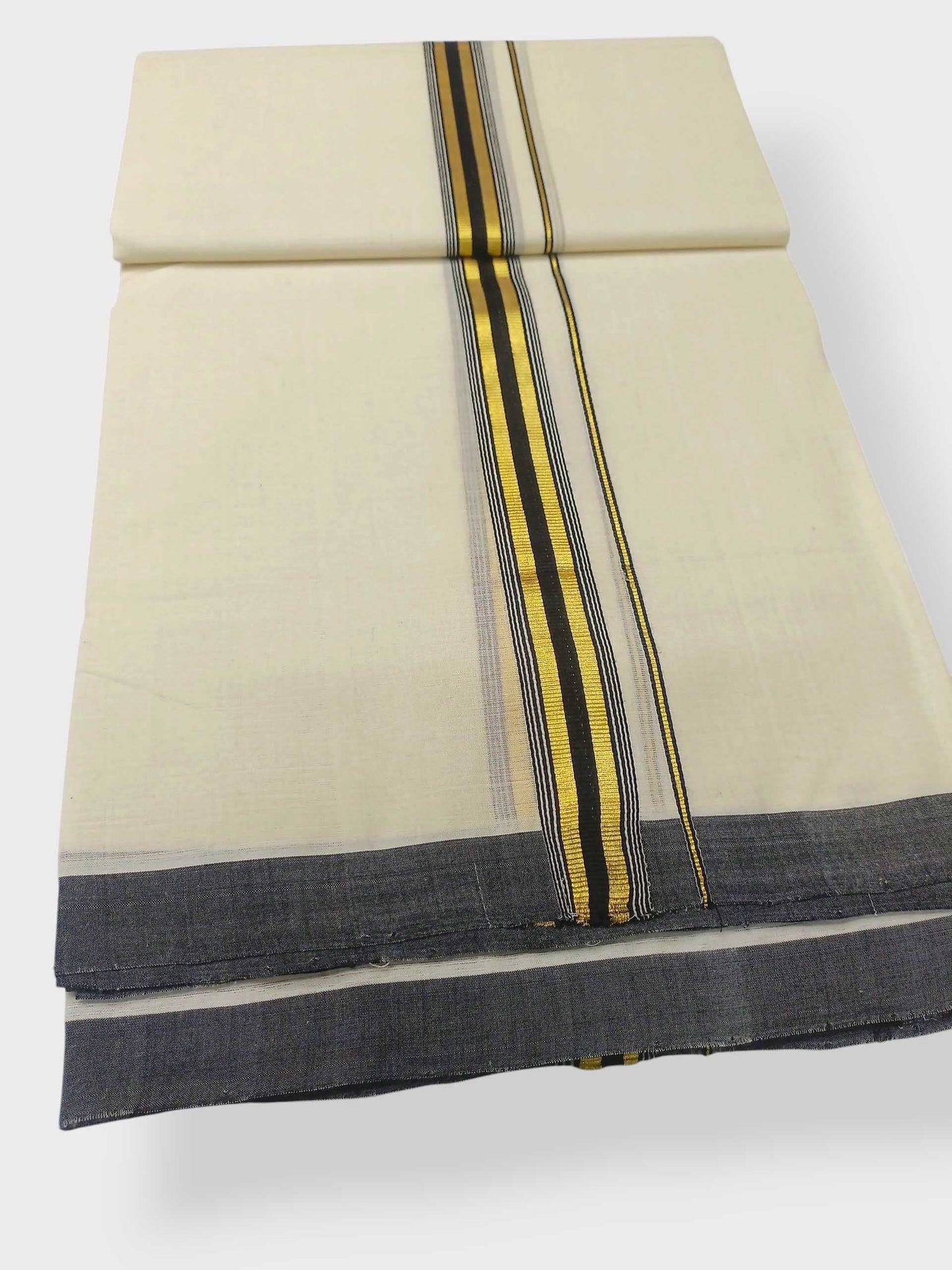 Balaramapuram Handloom Double Mundu Pure Cotton with Black Border