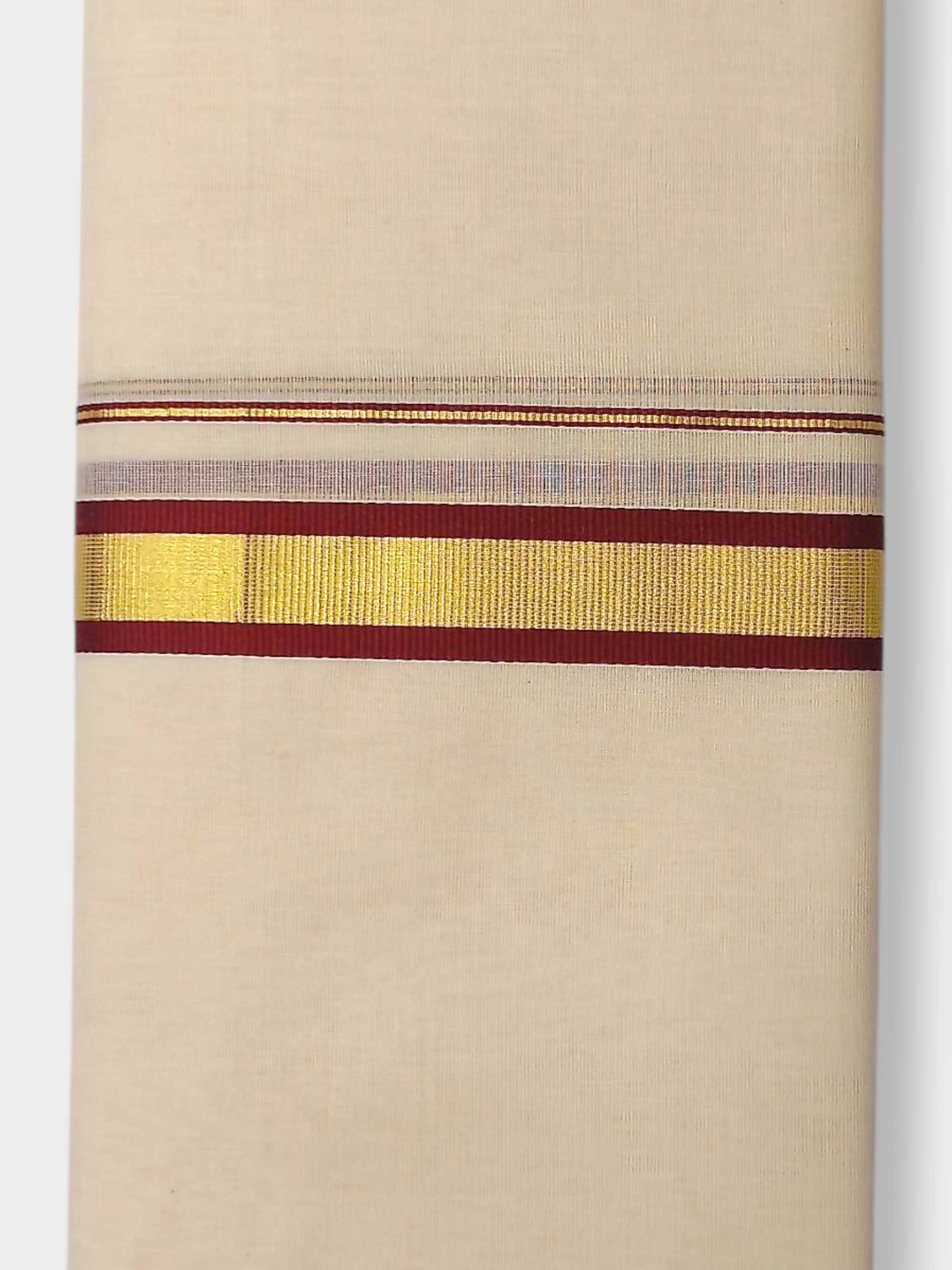 Balaramapuram Handloom Double Mundu Pure Cotton with Brown Border
