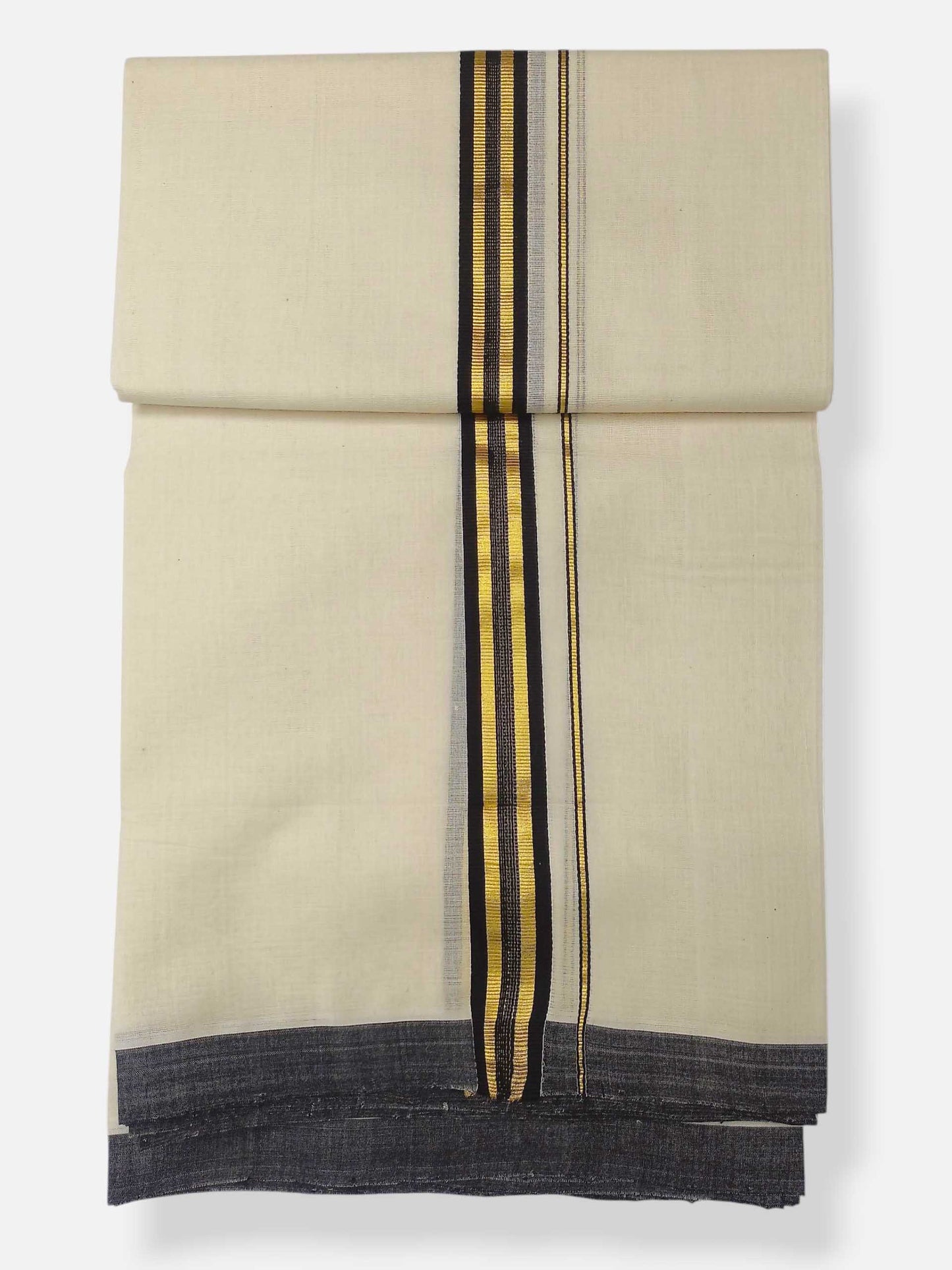 Balaramapuram Handloom Double Mundu Pure Cotton with Black Border