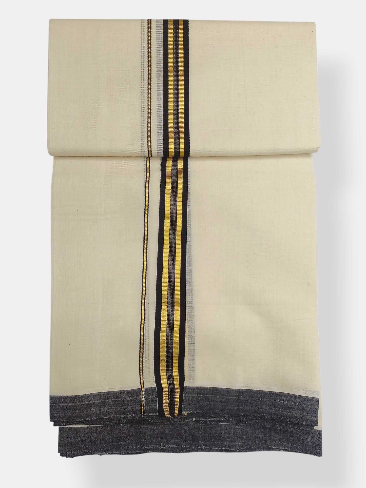 Balaramapuram Handloom Double Mundu Pure Cotton with Black Border