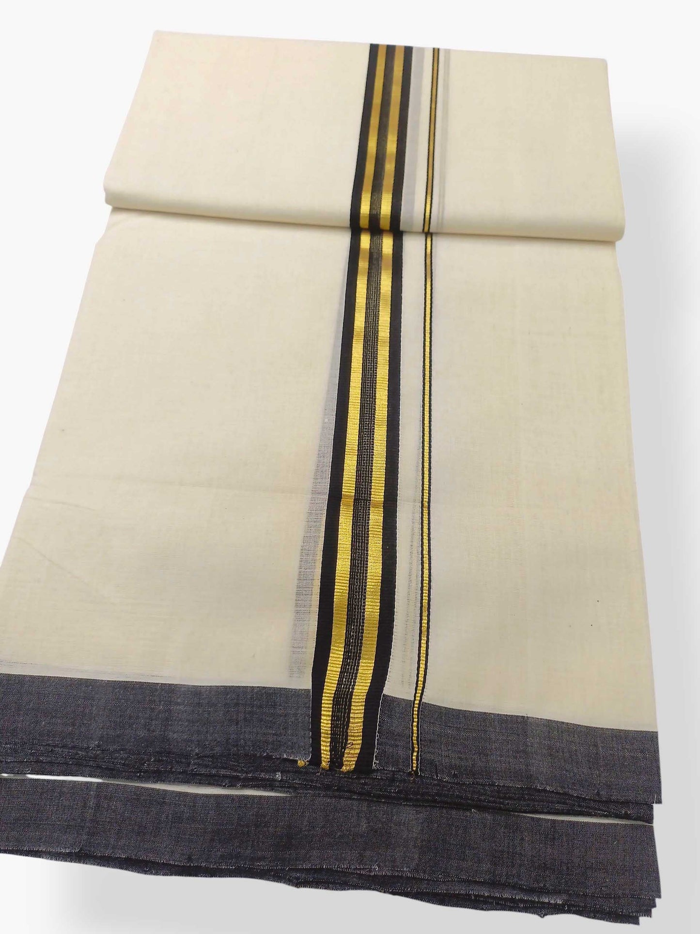 Balaramapuram Handloom Double Mundu Pure Cotton with Black Border