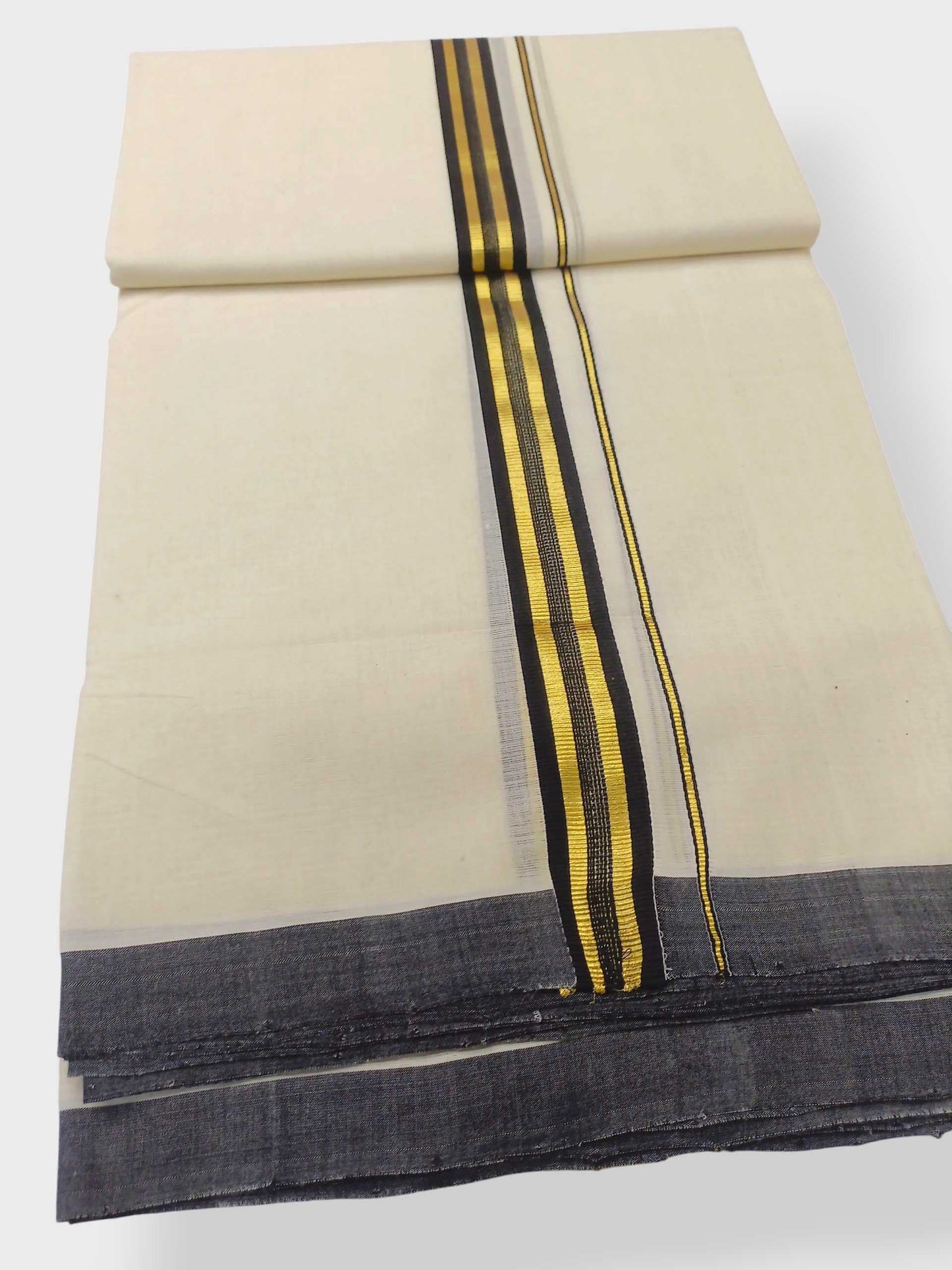Balaramapuram Handloom Double Mundu Pure Cotton with Black Border