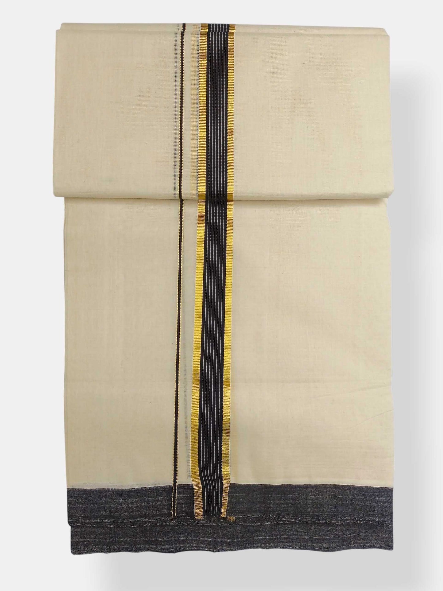 Balaramapuram Handloom Double Mundu Pure Cotton with Black Border