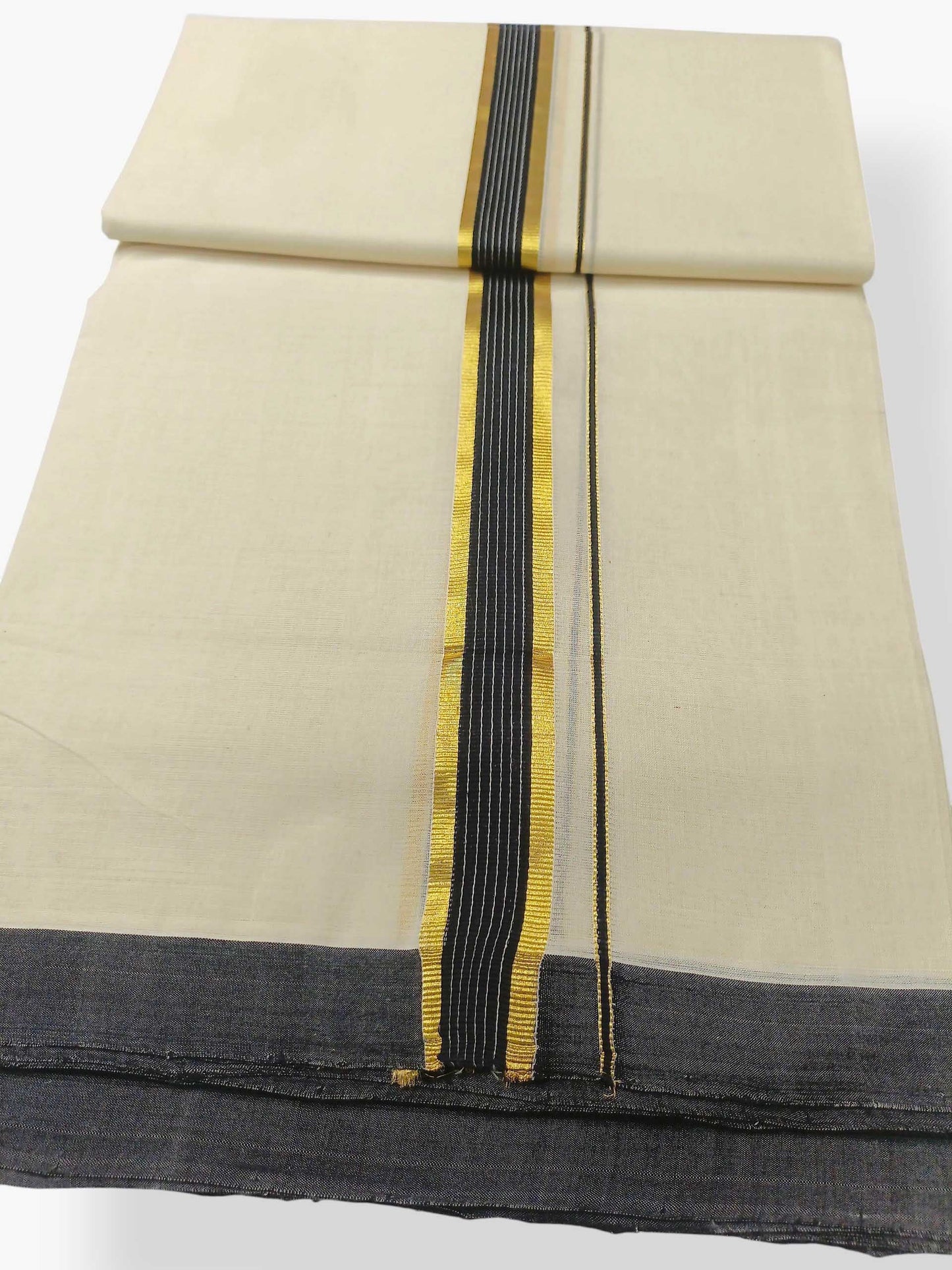 Balaramapuram Handloom Double Mundu Pure Cotton with Black Border
