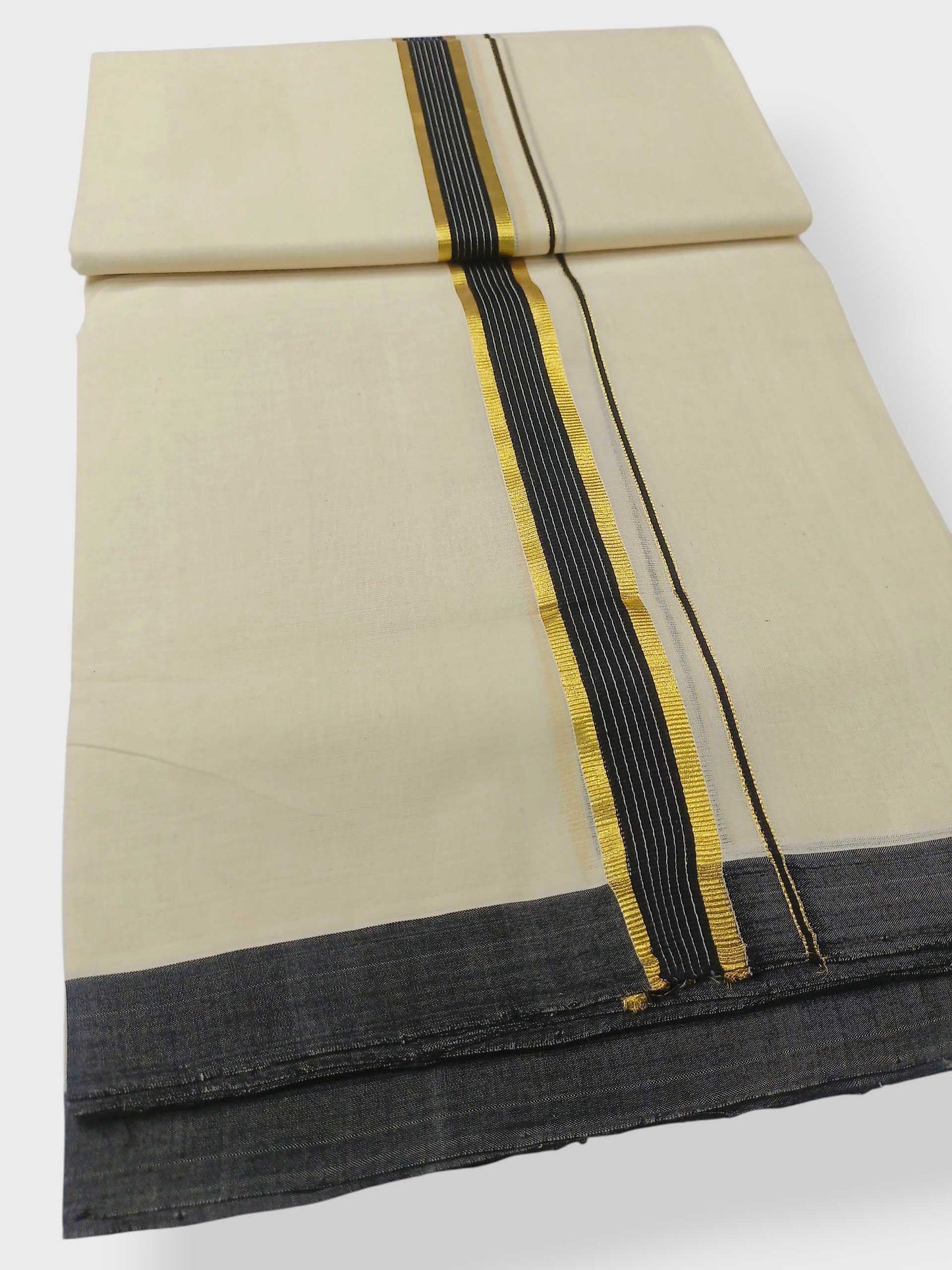 Balaramapuram Handloom Double Mundu Pure Cotton with Black Border