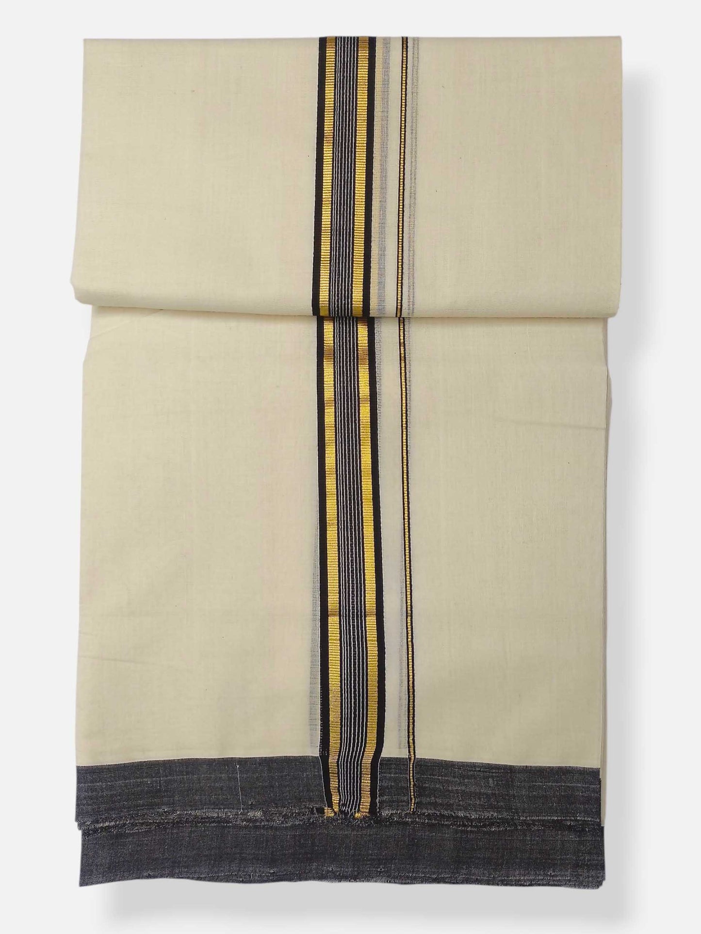 Balaramapuram Handloom Double Mundu Pure Cotton with Black Border