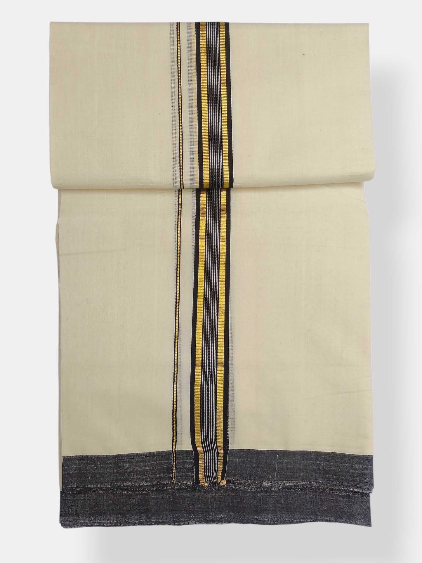 Balaramapuram Handloom Double Mundu Pure Cotton with Black Border