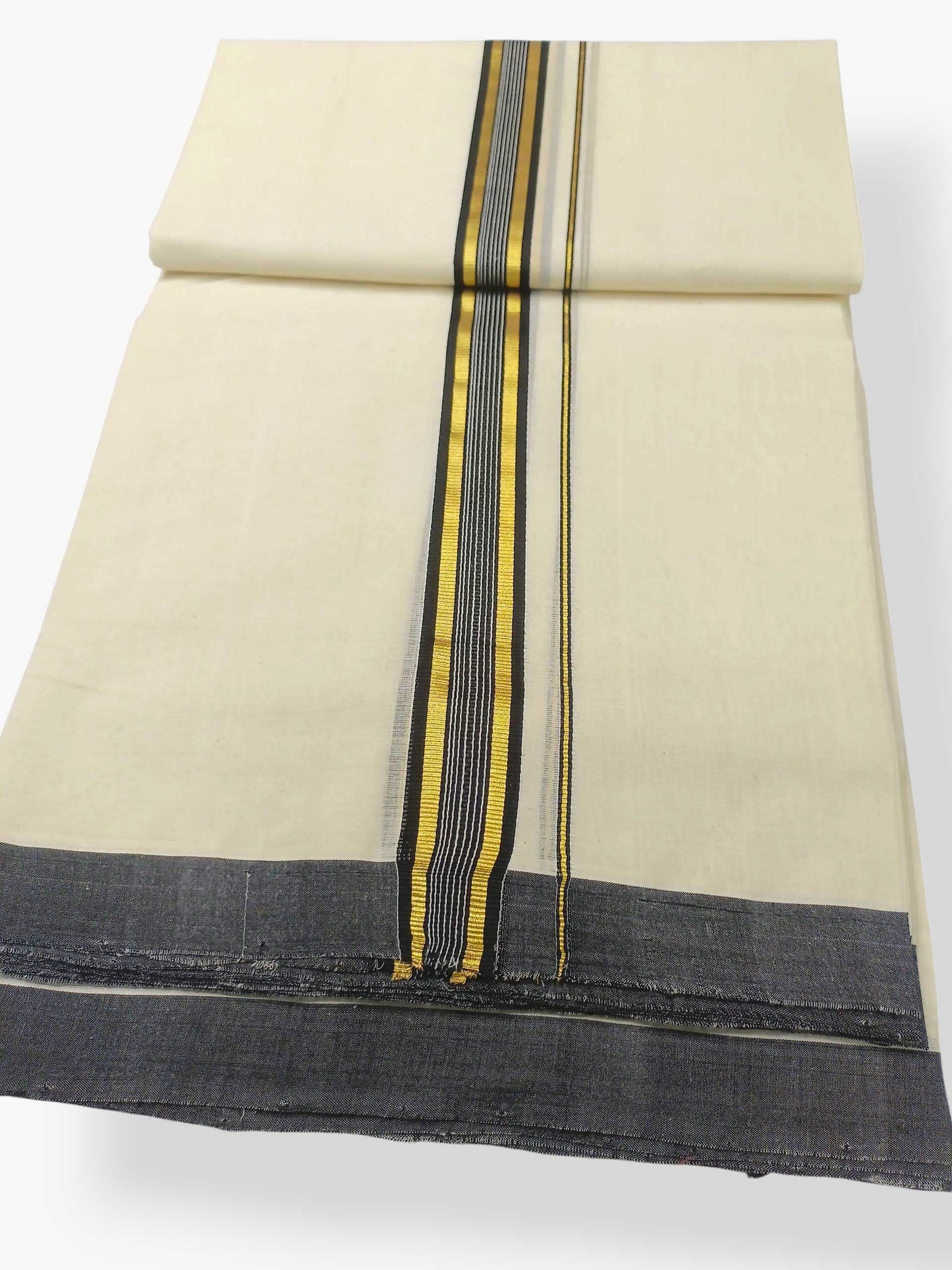 Balaramapuram Handloom Double Mundu Pure Cotton with Black Border