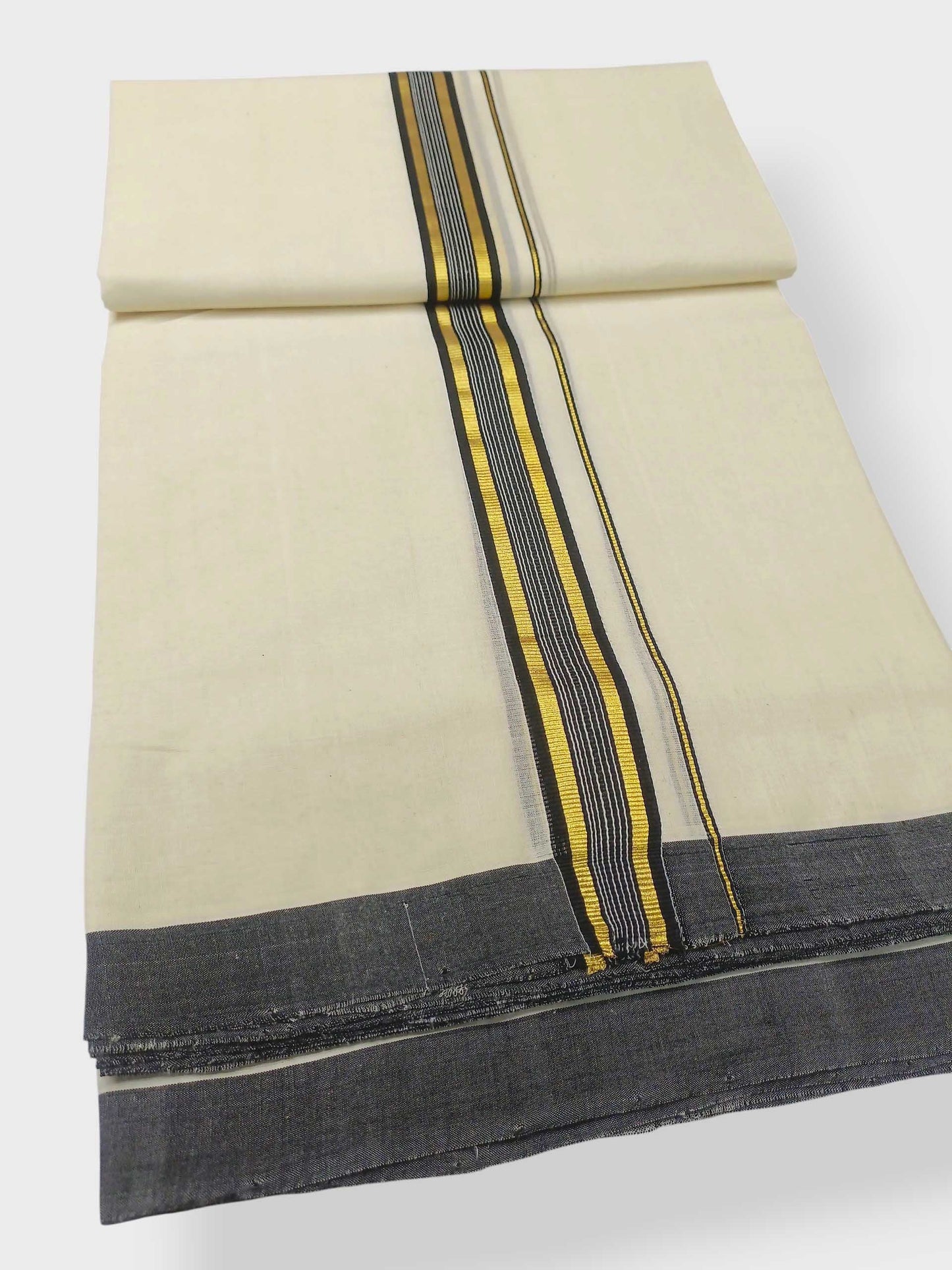 Balaramapuram Handloom Double Mundu Pure Cotton with Black Border