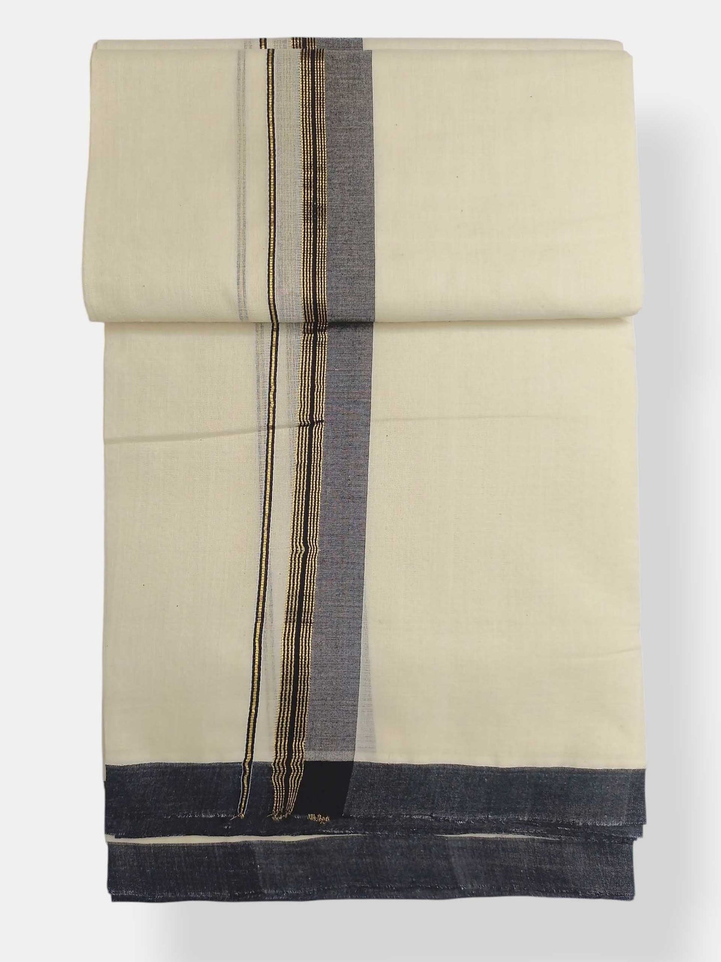 Balaramapuram Handloom Double Mundu Pure Cotton with Black Border