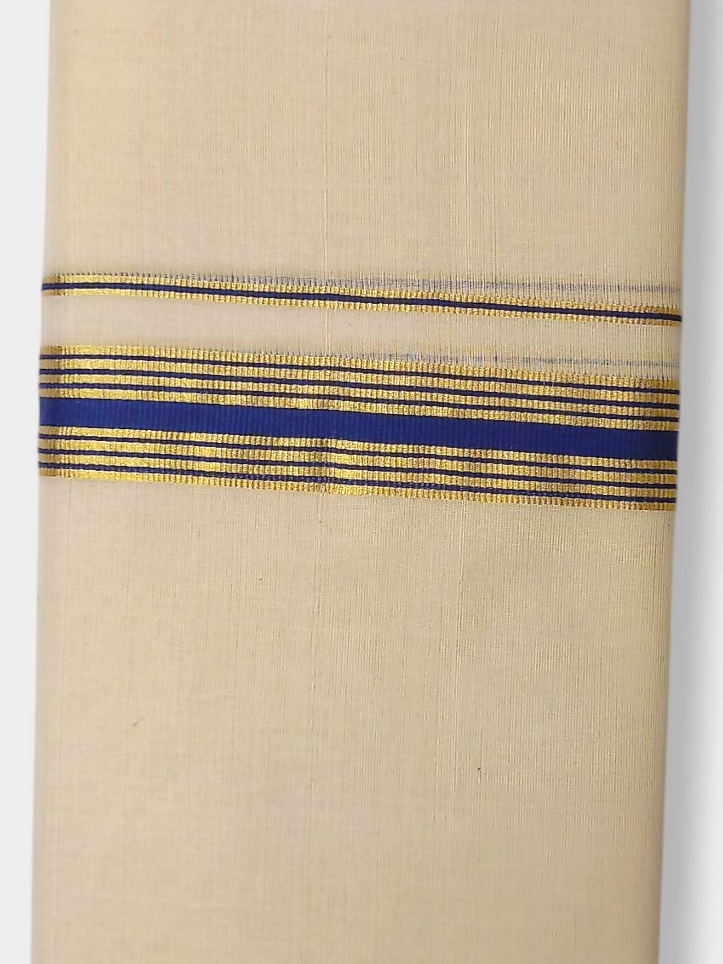 Balaramapuram Handloom Double Mundu Pure Cotton with Blue Border