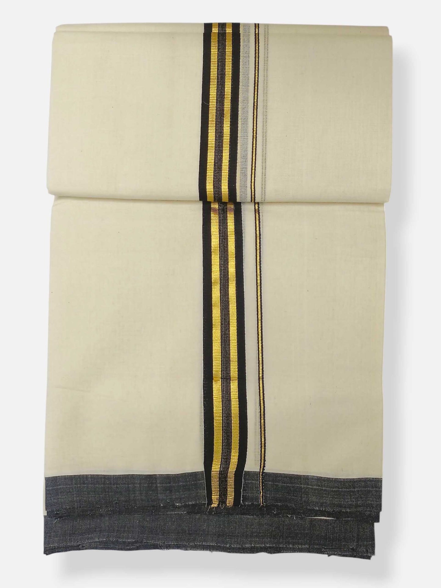 Balaramapuram Handloom Double Mundu Pure Cotton with Black Border