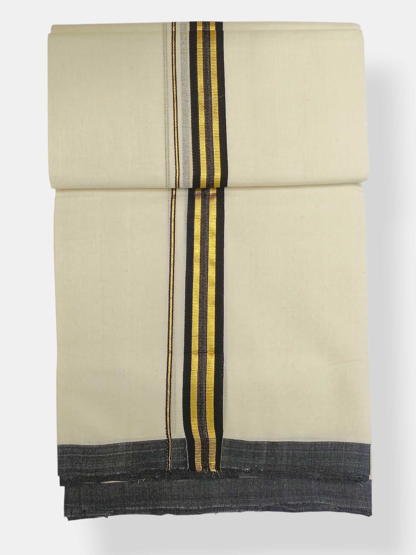 Balaramapuram Handloom Double Mundu Pure Cotton with Black Border