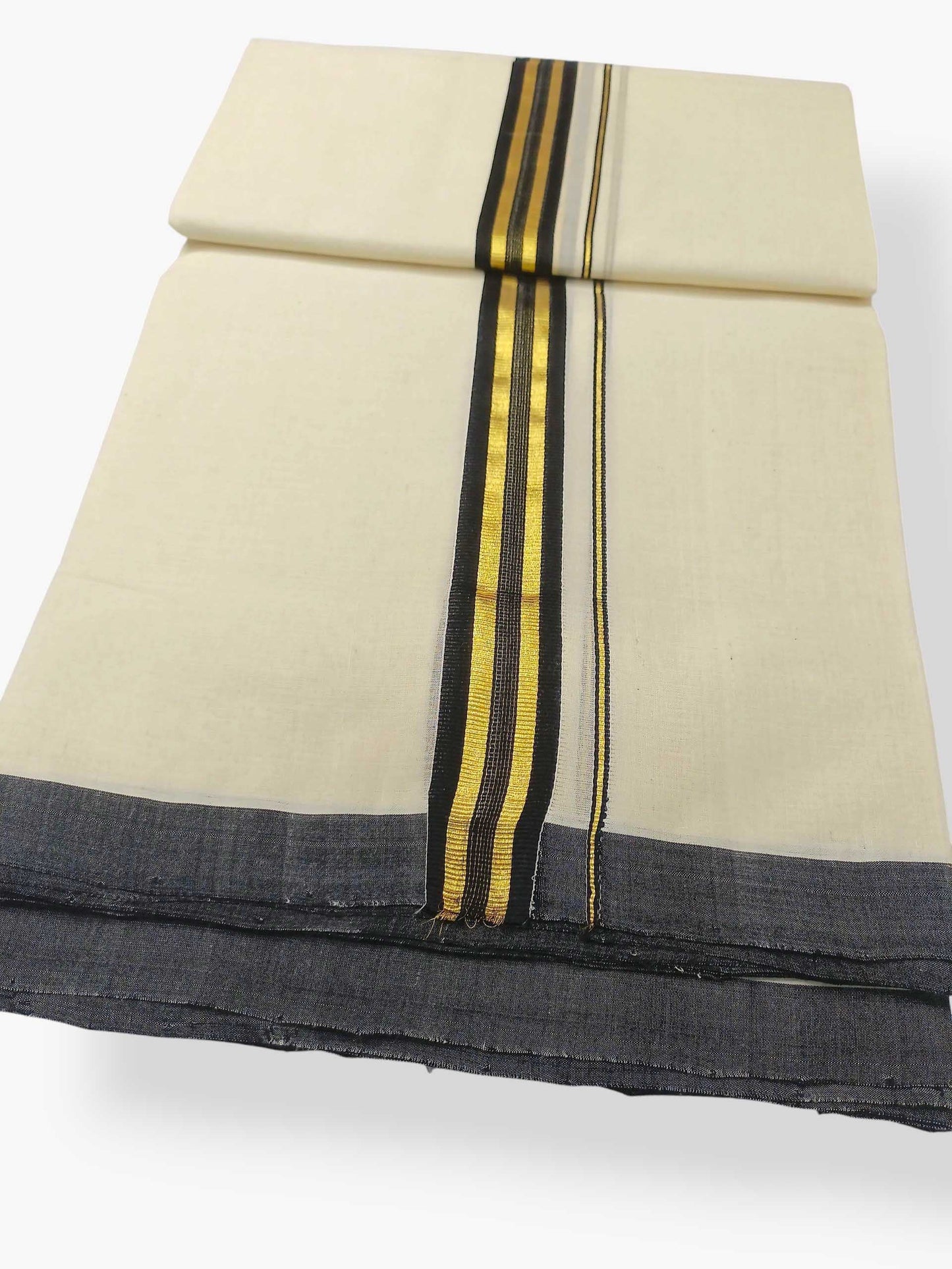 Balaramapuram Handloom Double Mundu Pure Cotton with Black Border