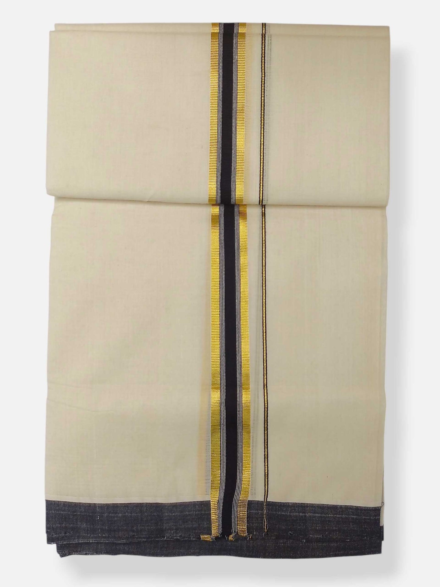 Balaramapuram Handloom Double Mundu Pure Cotton with Black Border