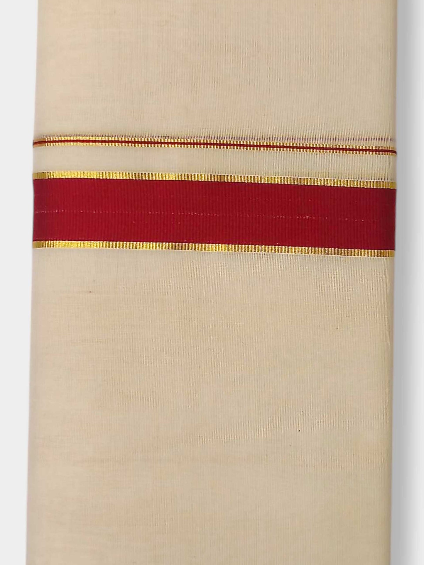 Balaramapuram Handloom Double Mundu Pure Cotton with Red Border