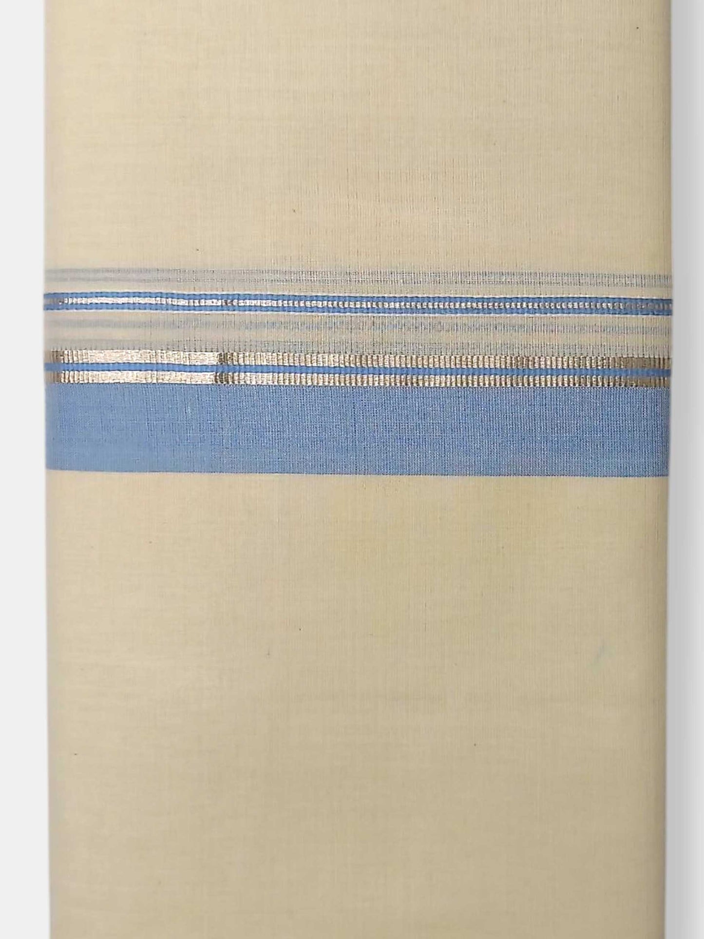 Balaramapuram Handloom Double Mundu Pure Cotton with Blue Border