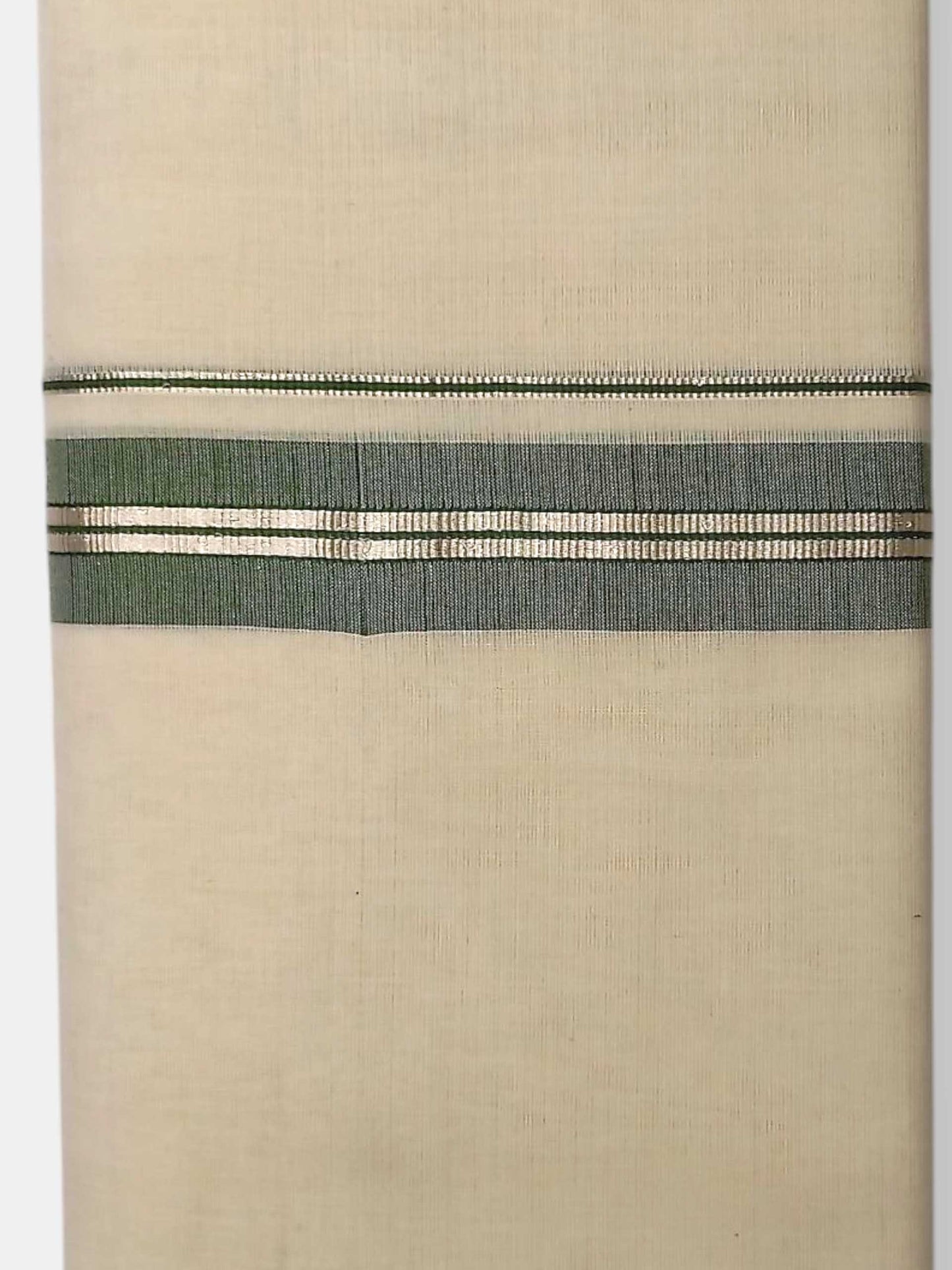 Balaramapuram Handloom Double Mundu Pure Cotton with Green Border