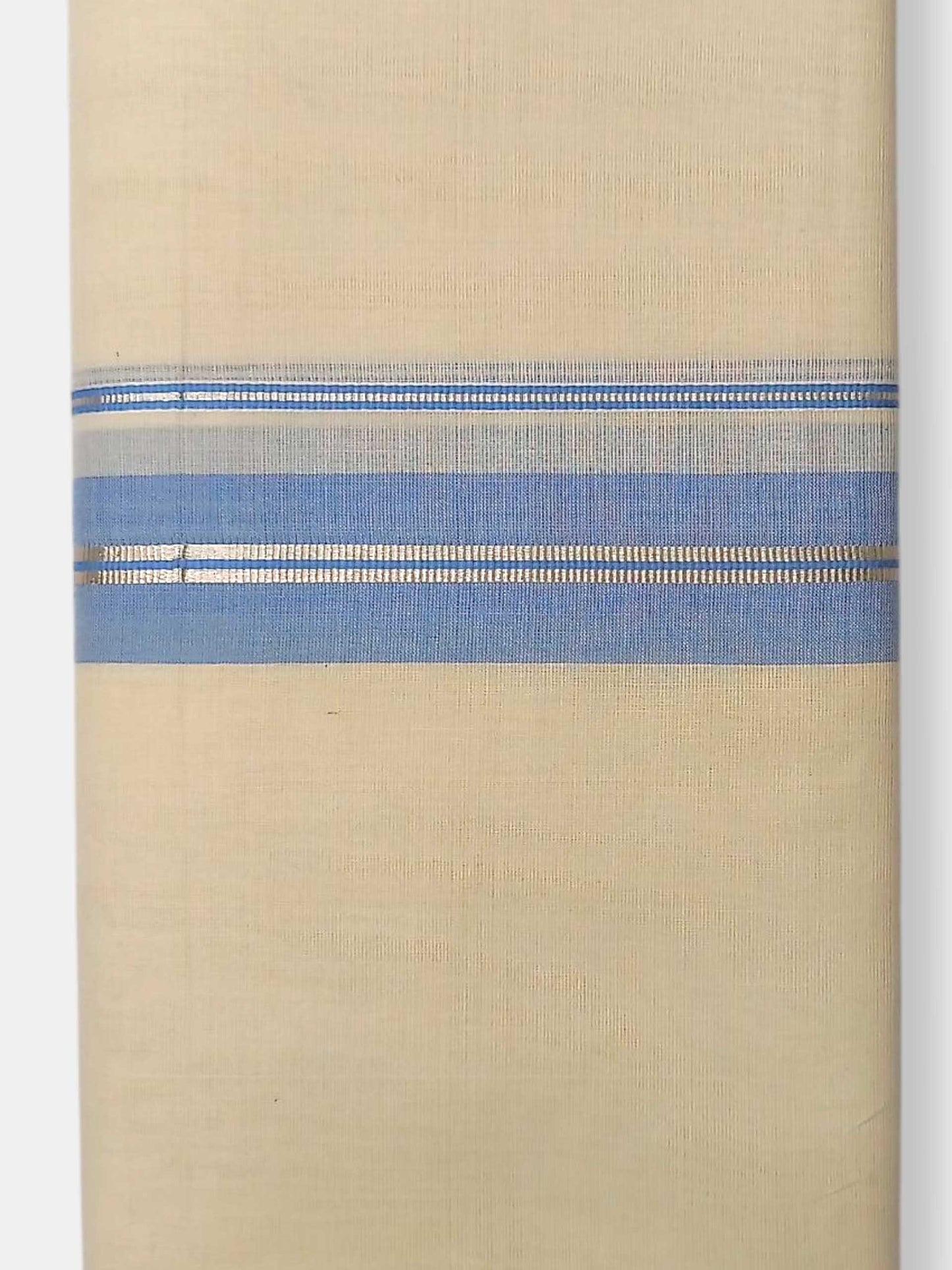 Balaramapuram Handloom Double Mundu Pure Cotton with Blue Border