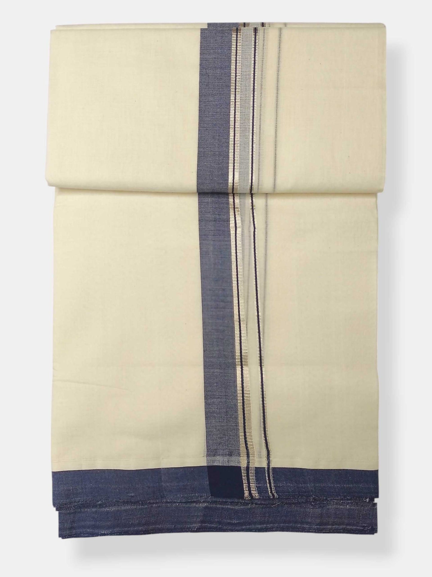 Balaramapuram Handloom Double Mundu Pure Cotton with Black Border