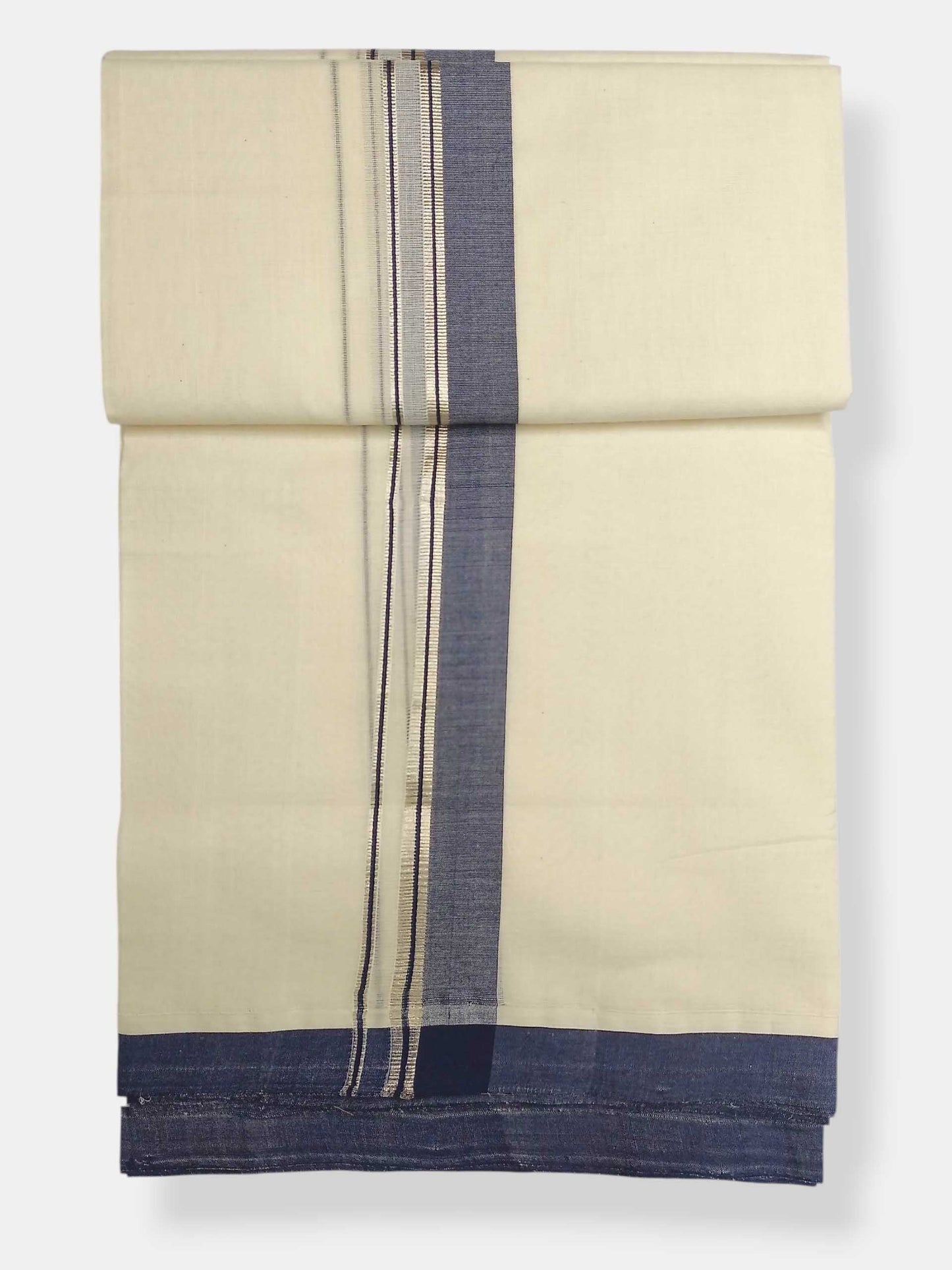 Balaramapuram Handloom Double Mundu Pure Cotton with Black Border