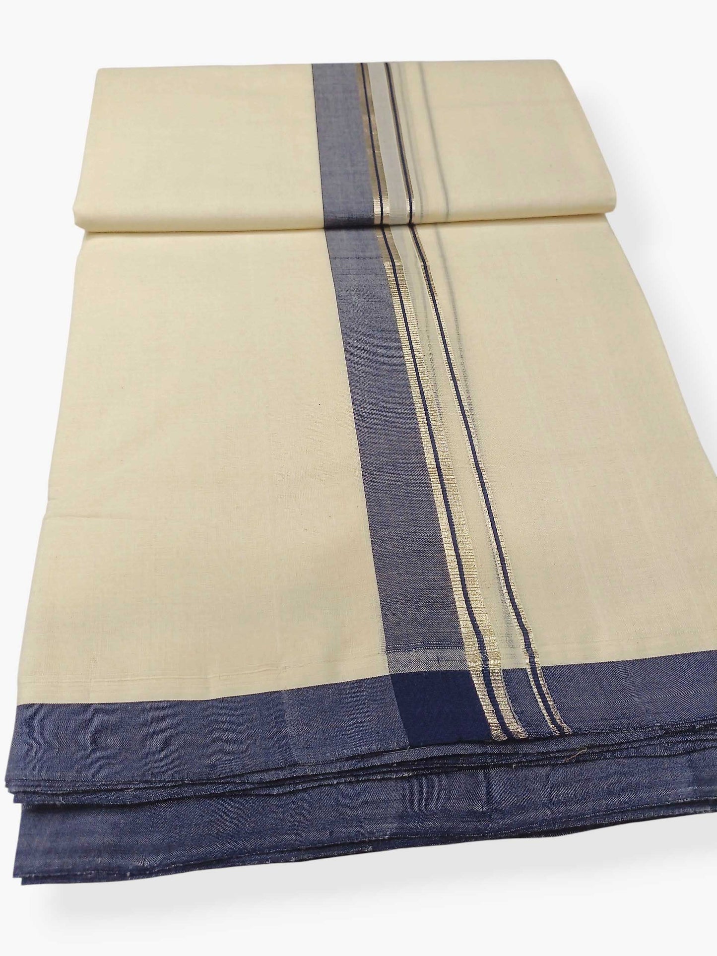 Balaramapuram Handloom Double Mundu Pure Cotton with Black Border