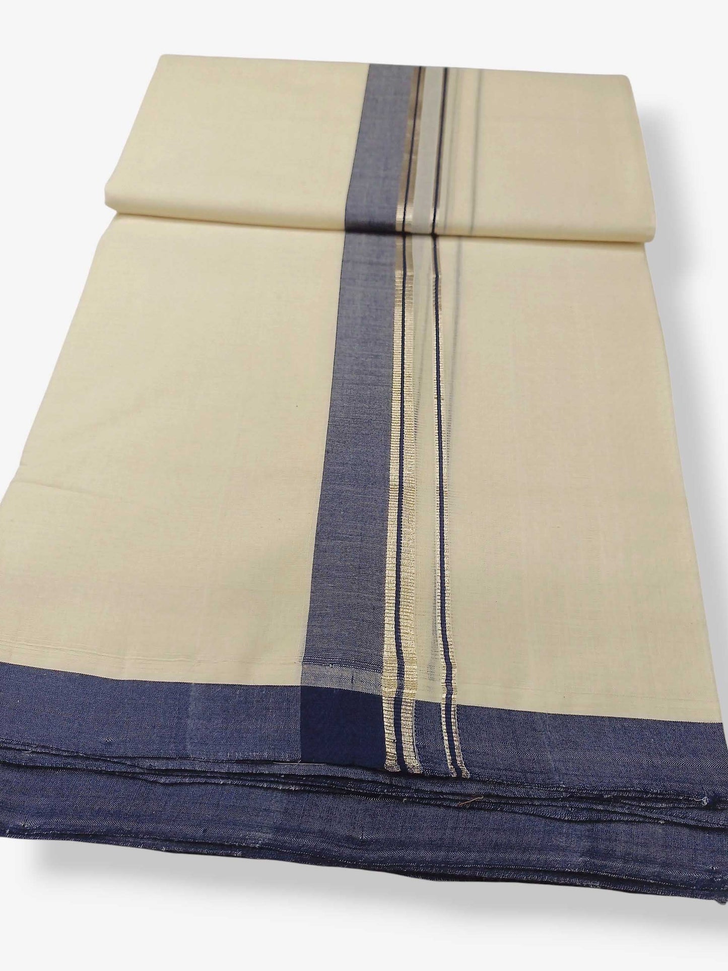 Balaramapuram Handloom Double Mundu Pure Cotton with Black Border