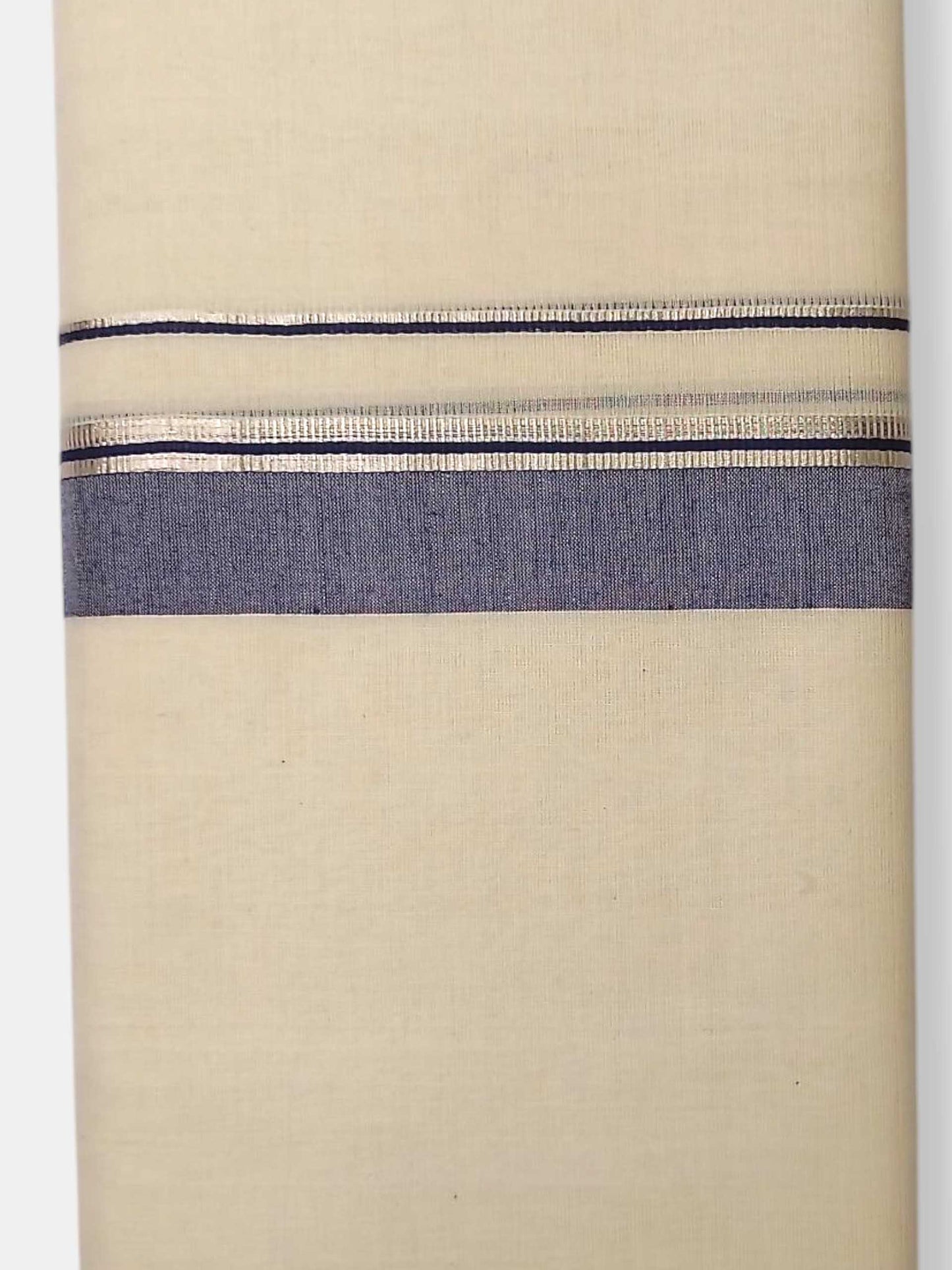 Balaramapuram Handloom Double Mundu Pure Cotton with Blue Border