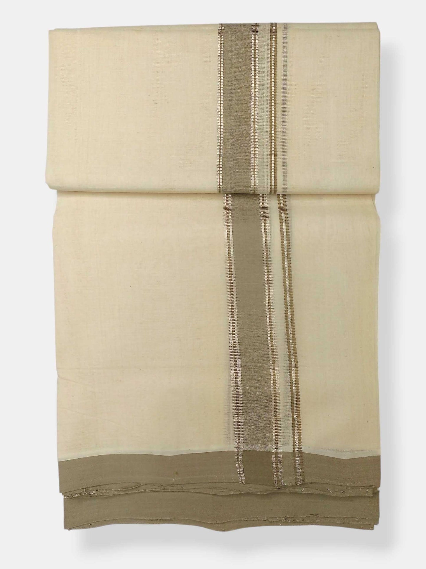 Balaramapuram Handloom Double Mundu Pure Cotton with Gray Border