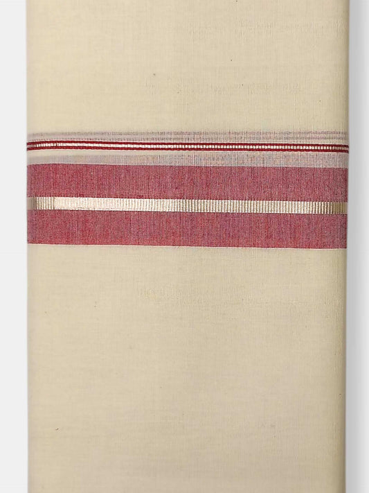 Balaramapuram Handloom Double Mundu Pure Cotton with Red Border