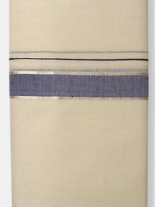 Balaramapuram Handloom Double Mundu Pure Cotton with Blue Border