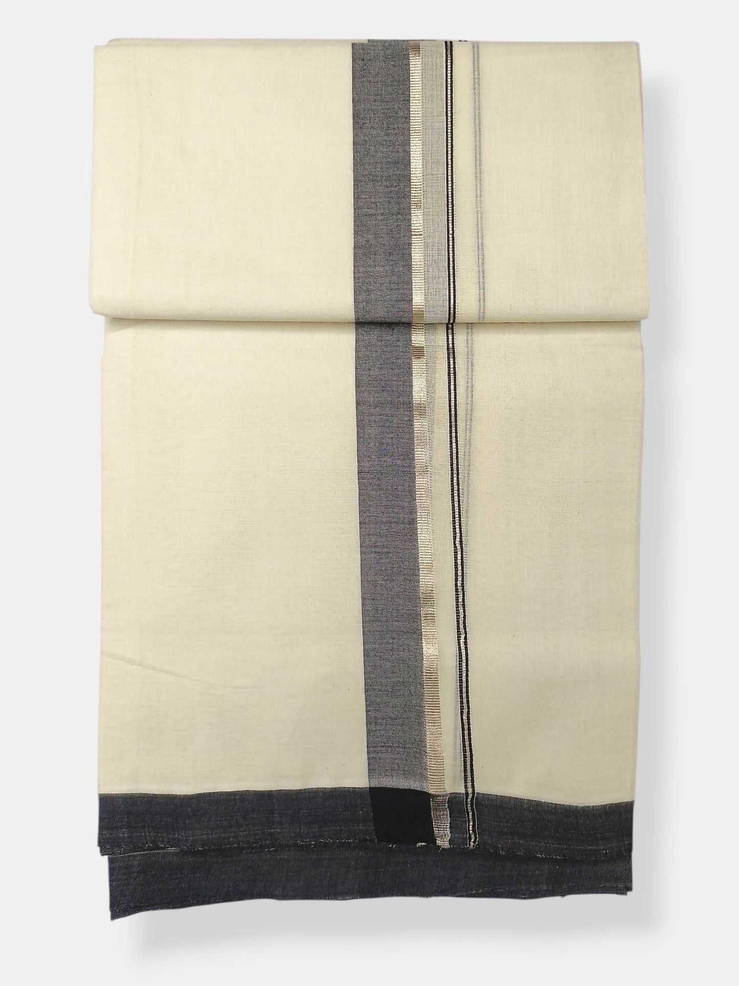 Balaramapuram Handloom Double Mundu Pure Cotton with Black Border