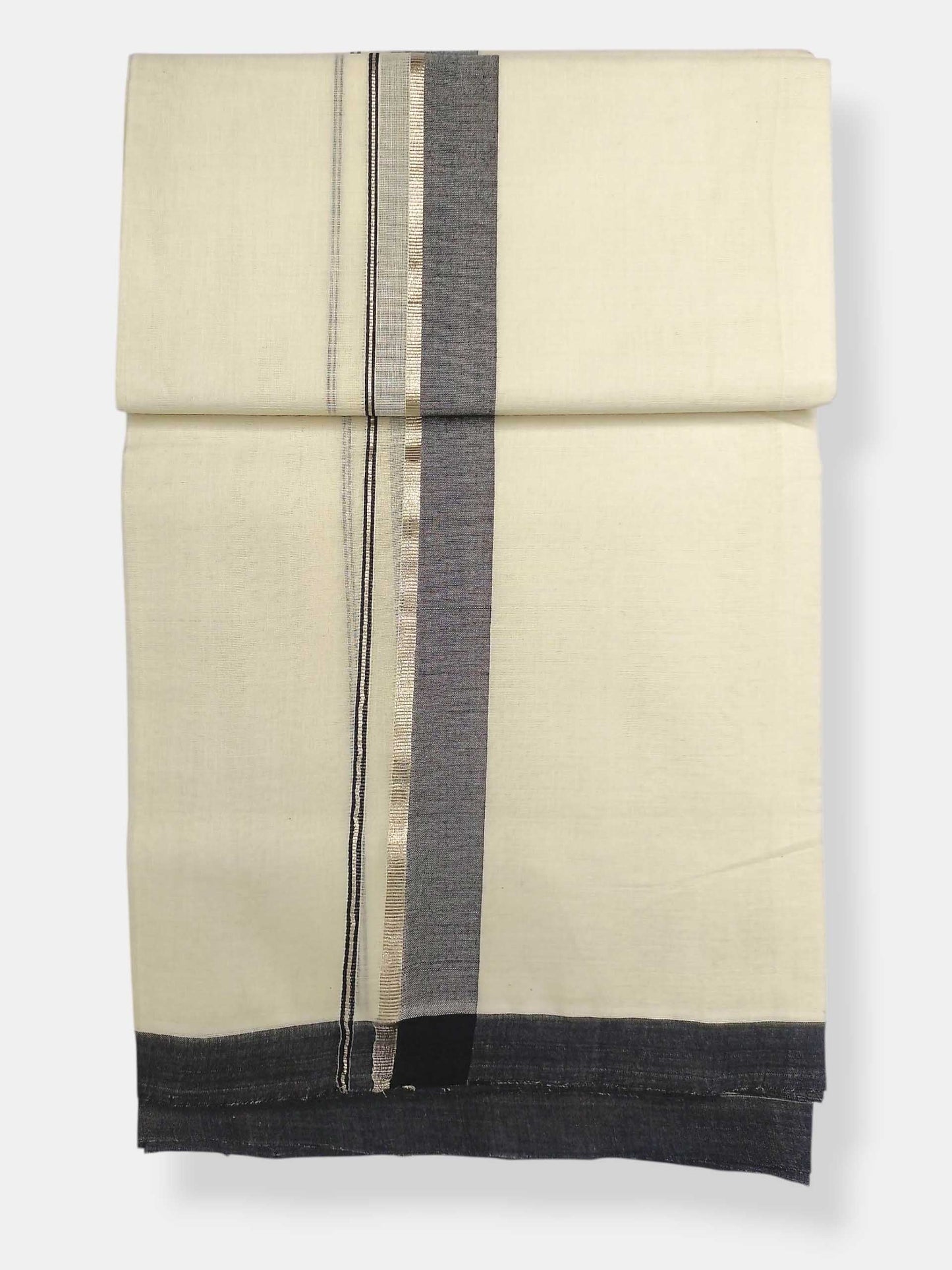 Balaramapuram Handloom Double Mundu Pure Cotton with Black Border