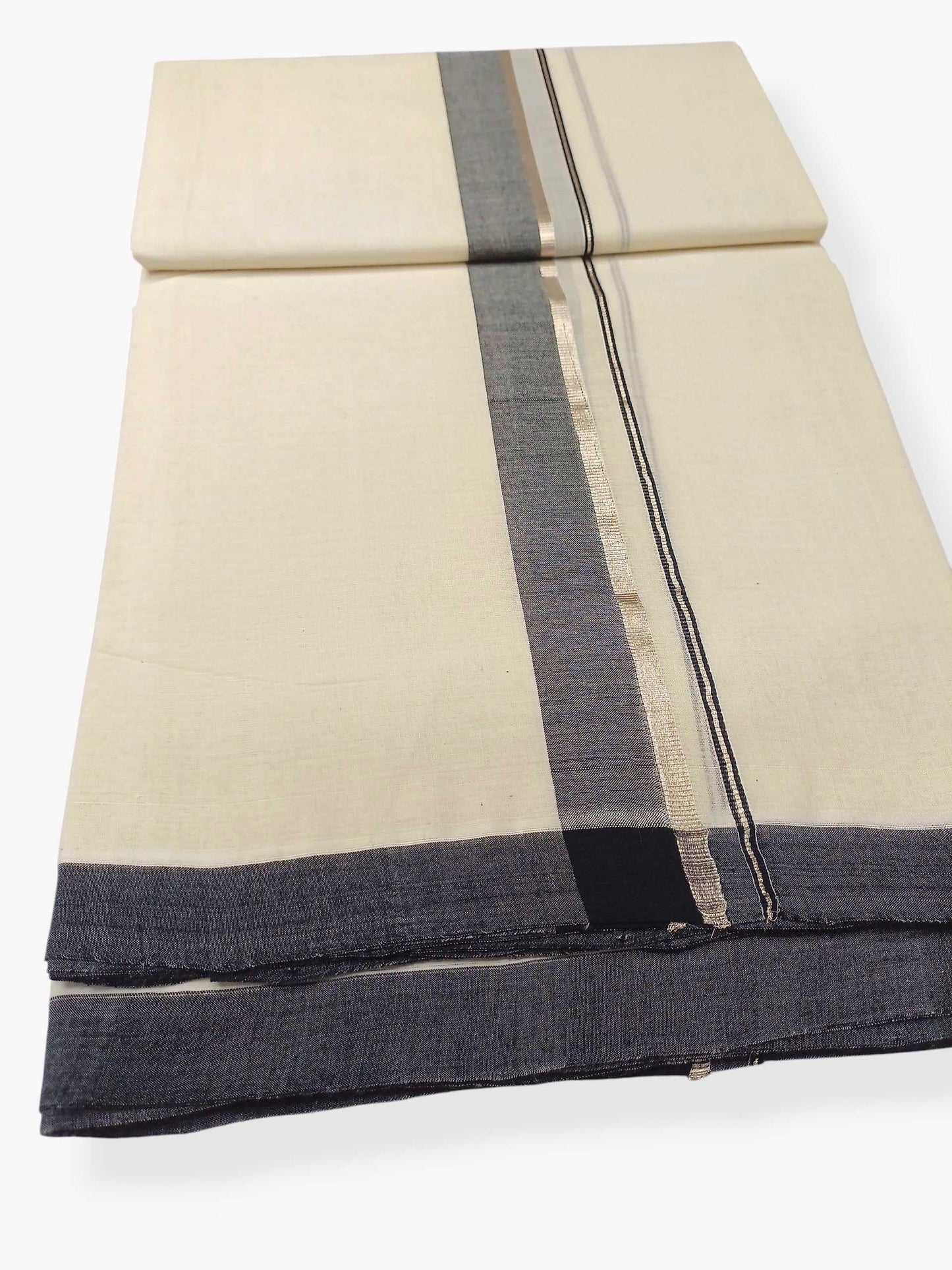 Balaramapuram Handloom Double Mundu Pure Cotton with Black Border