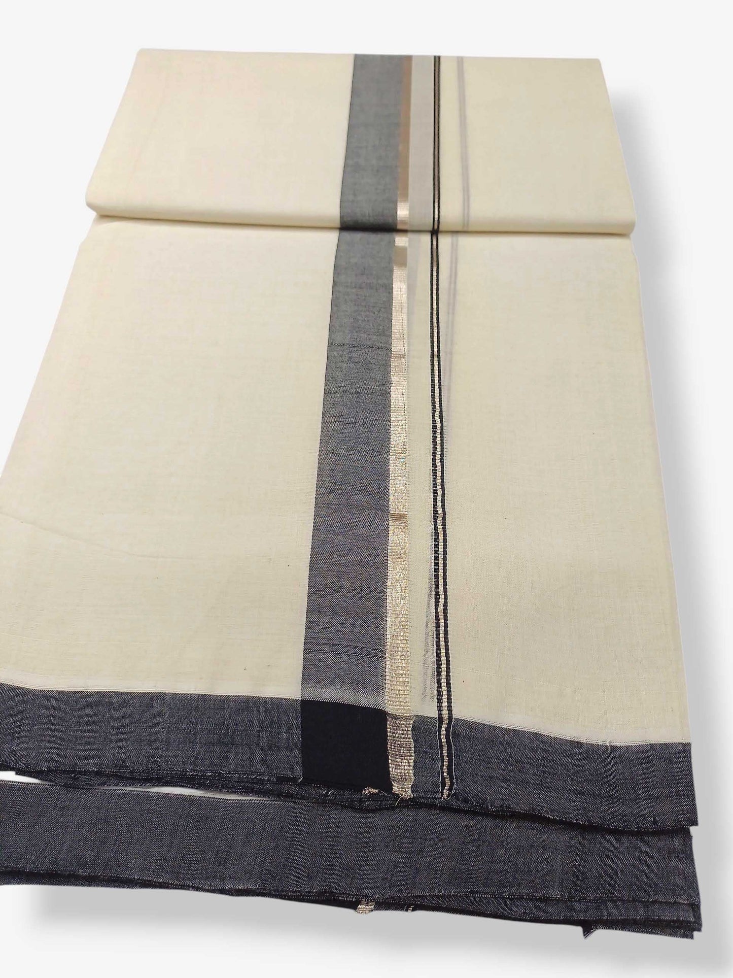 Balaramapuram Handloom Double Mundu Pure Cotton with Black Border