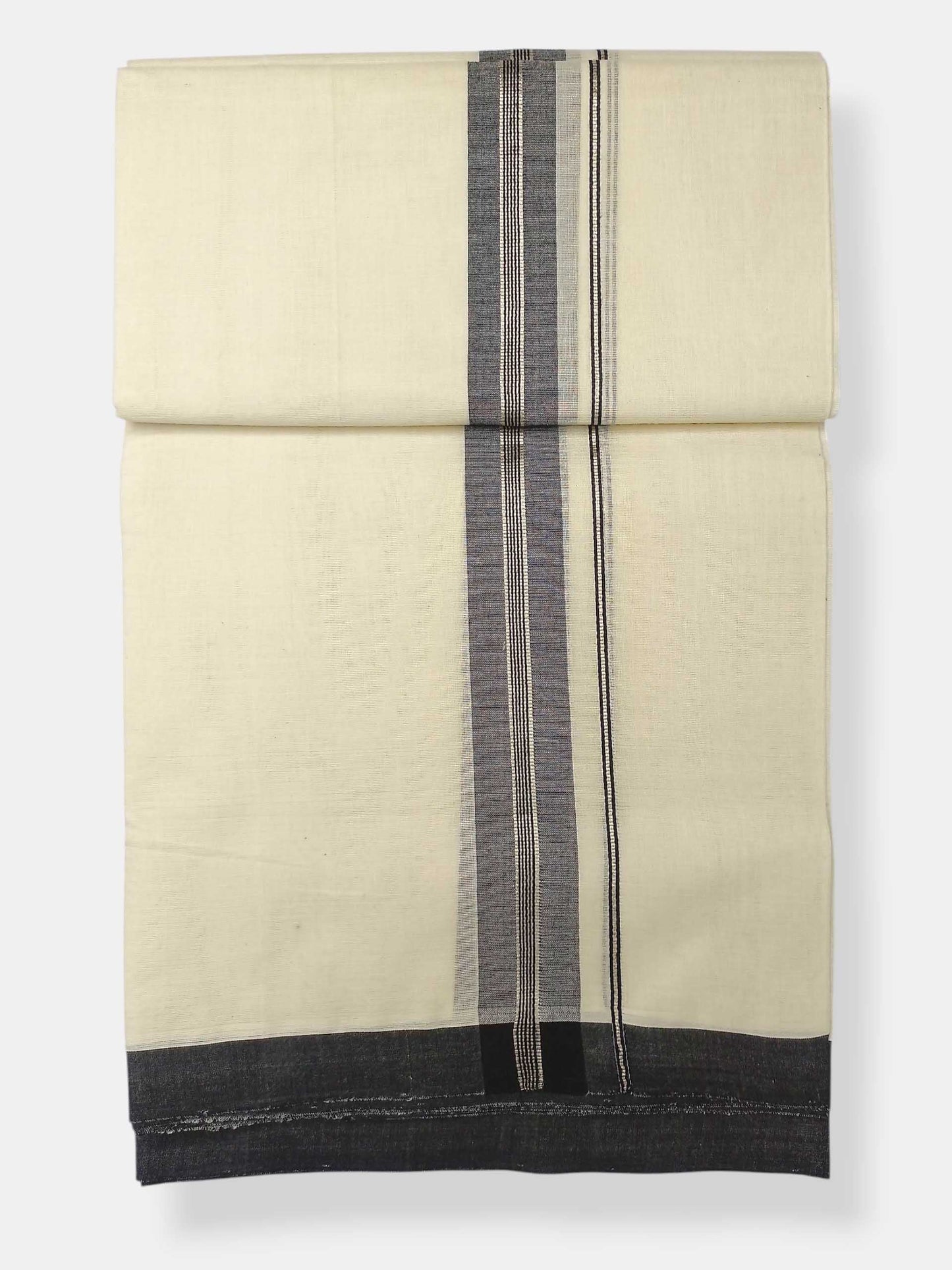 Balaramapuram Handloom Double Mundu Pure Cotton with Black Border