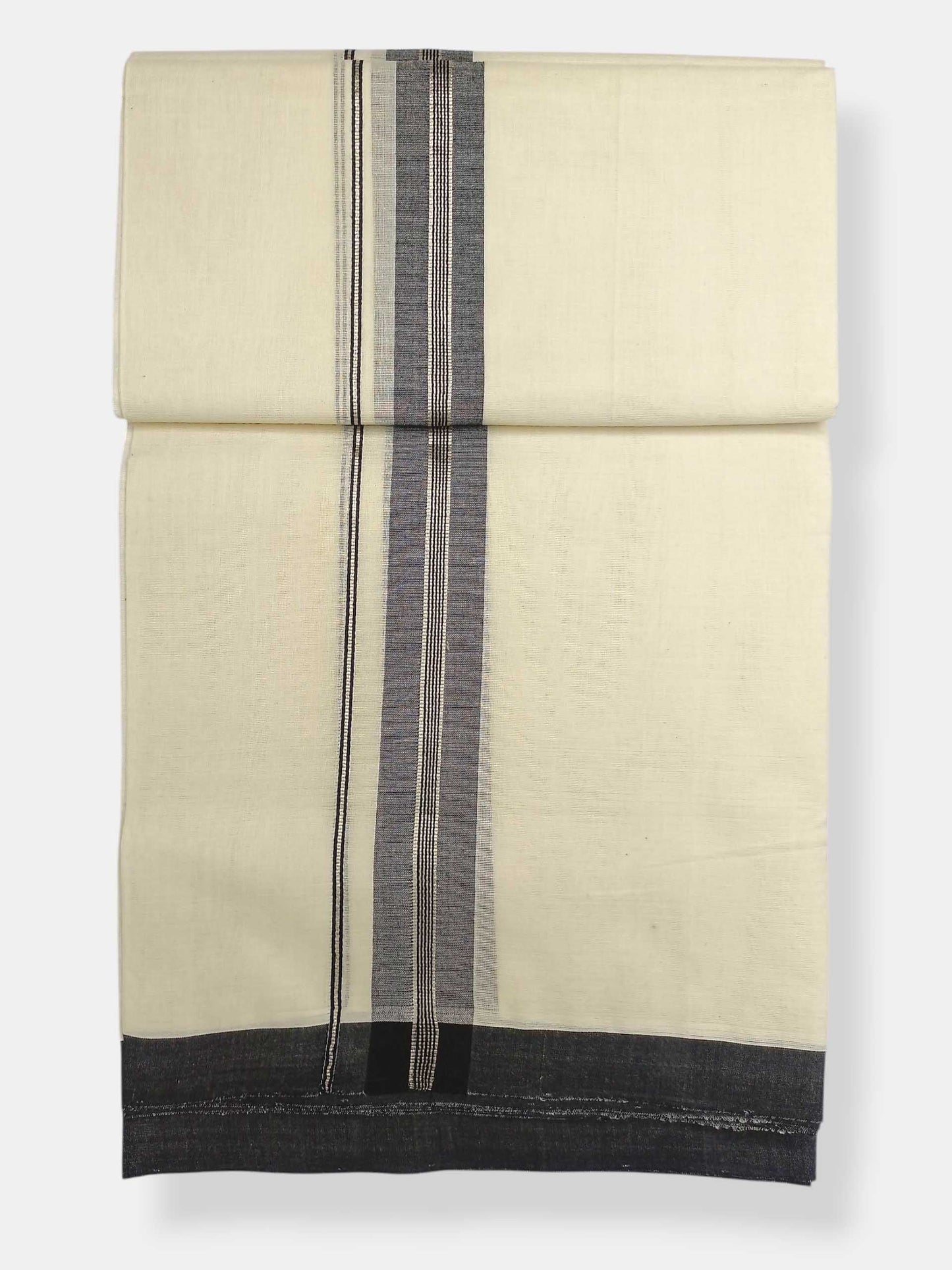 Balaramapuram Handloom Double Mundu Pure Cotton with Black Border