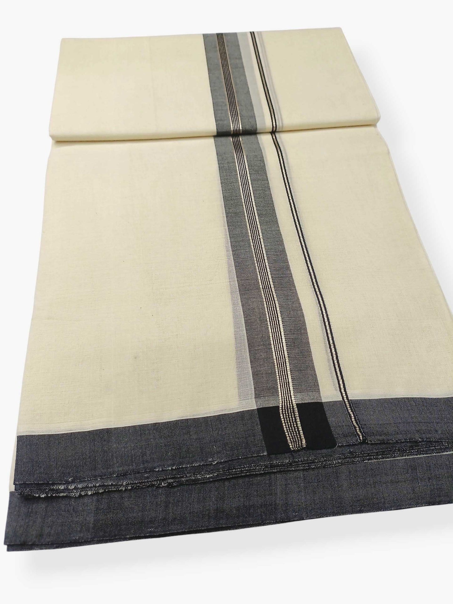 Balaramapuram Handloom Double Mundu Pure Cotton with Black Border