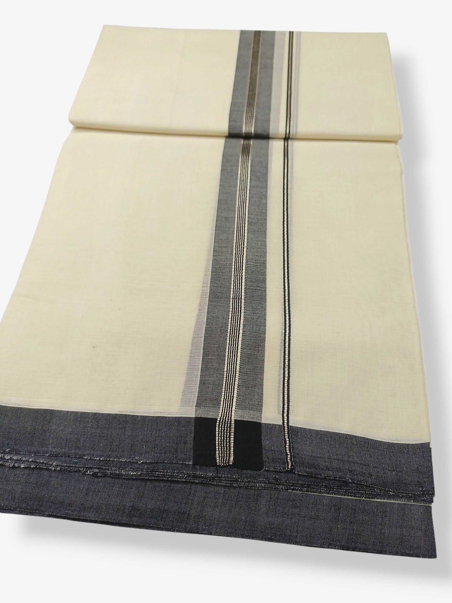 Balaramapuram Handloom Double Mundu Pure Cotton with Black Border