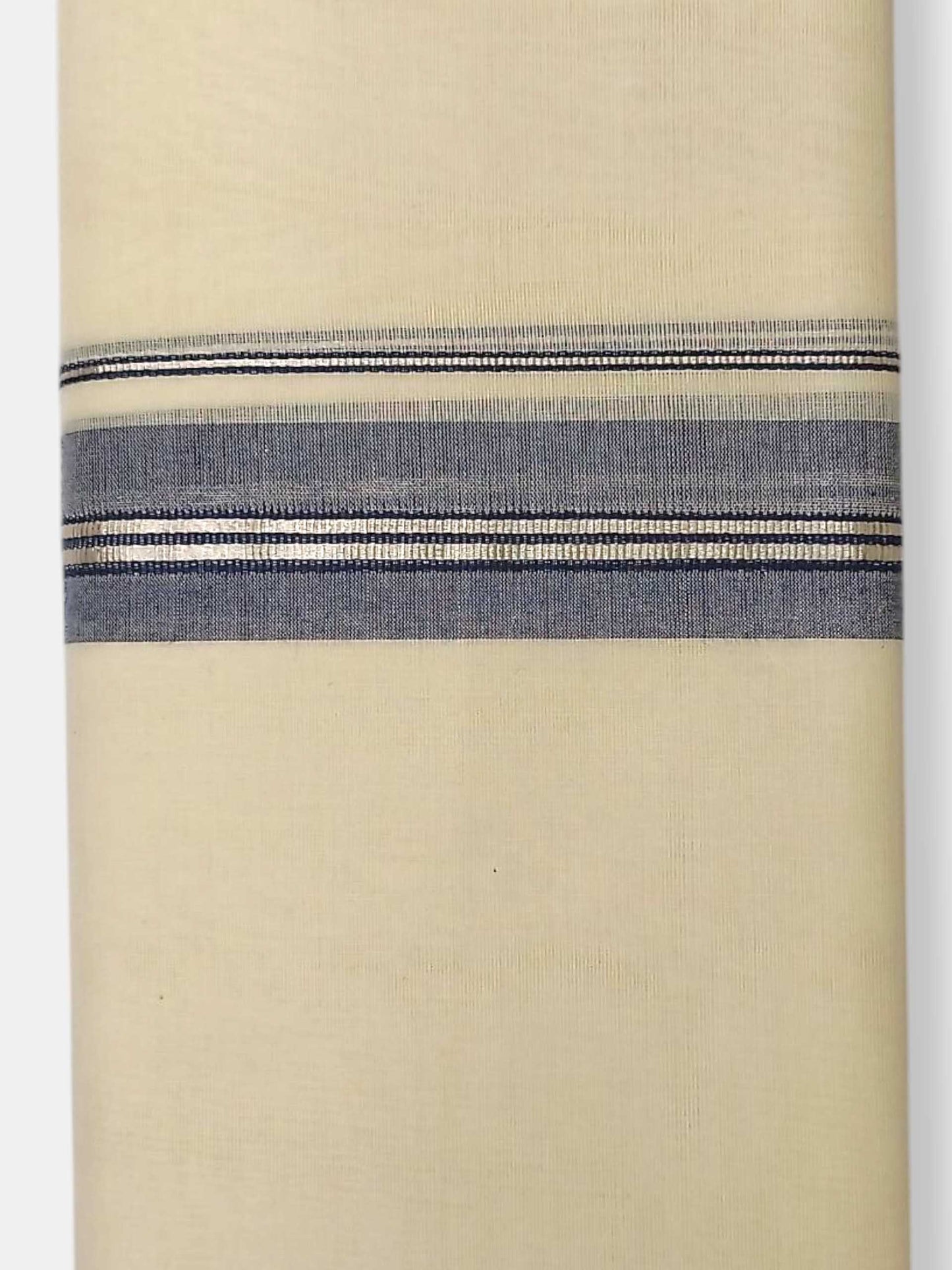 Balaramapuram Handloom Double Mundu Pure Cotton with Blue Border
