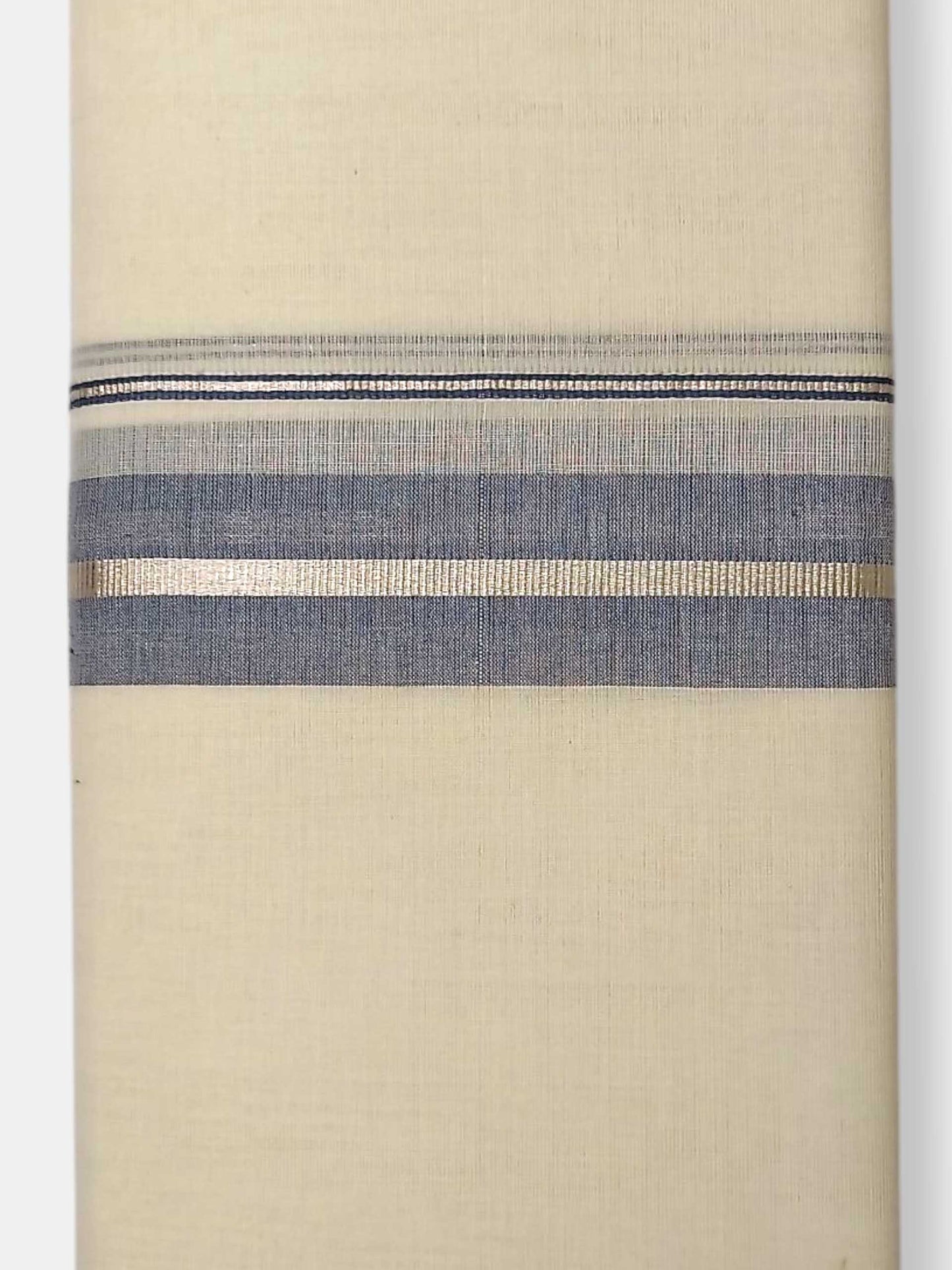 Balaramapuram Handloom Double Mundu Pure Cotton with Blue Border