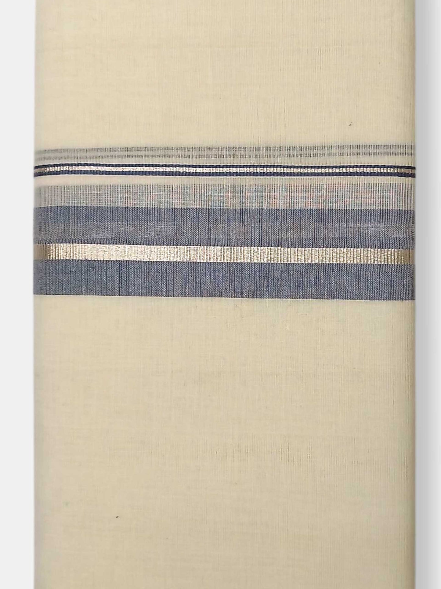 Balaramapuram Handloom Double Mundu Pure Cotton with Blue Border