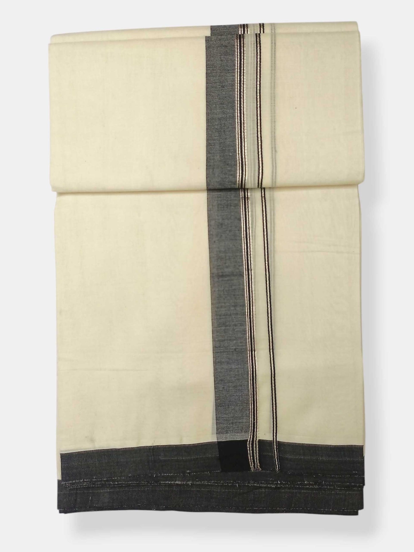 Balaramapuram Handloom Double Mundu Pure Cotton with Black Border