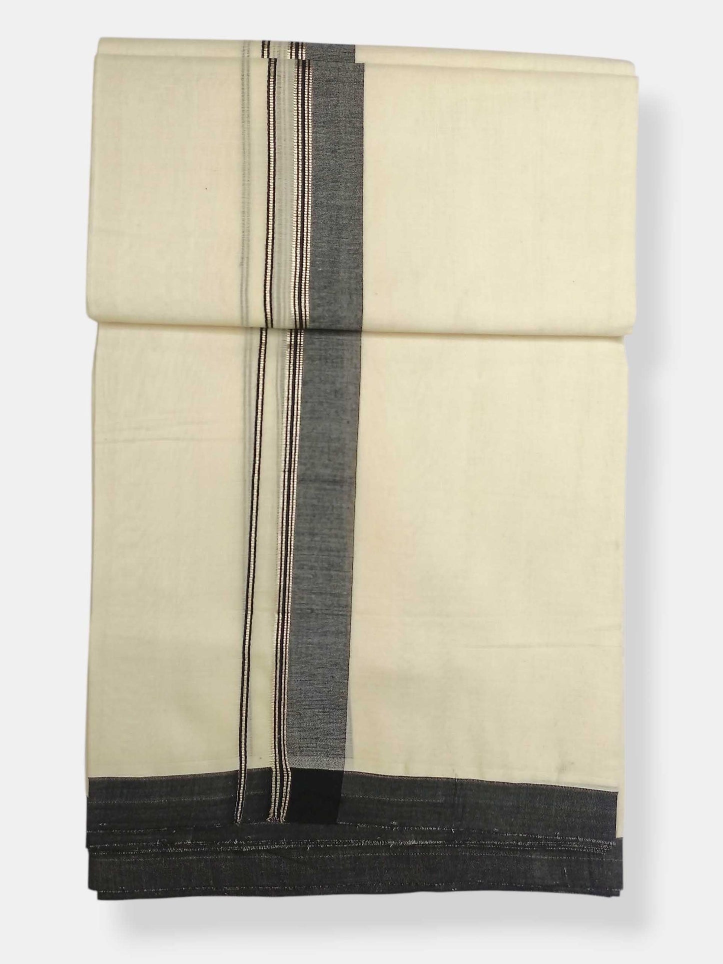 Balaramapuram Handloom Double Mundu Pure Cotton with Black Border